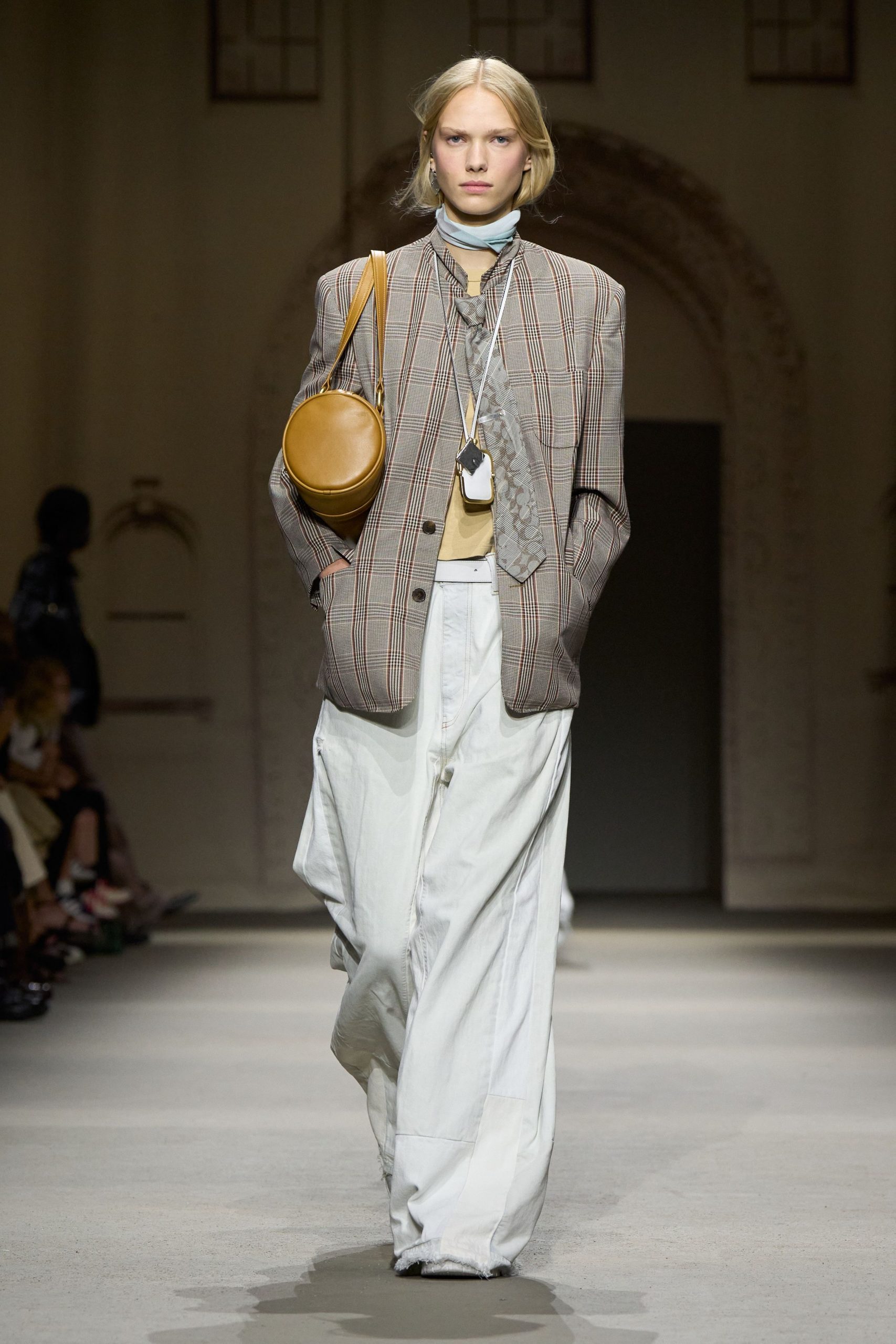 oversized checked blazer with relaxed pants