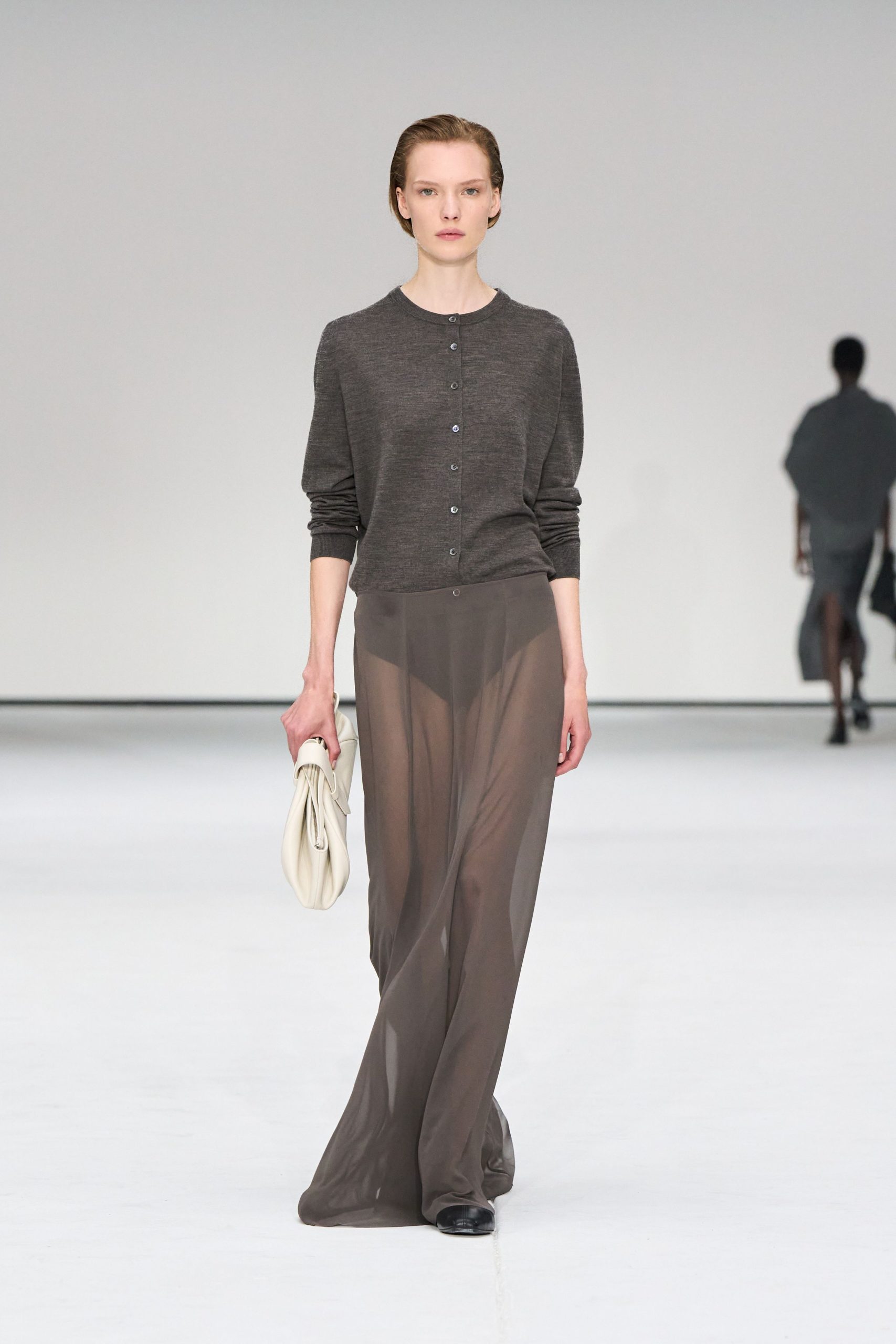 black chiffon relaxed high-waisted pleated sheer maxi skirt