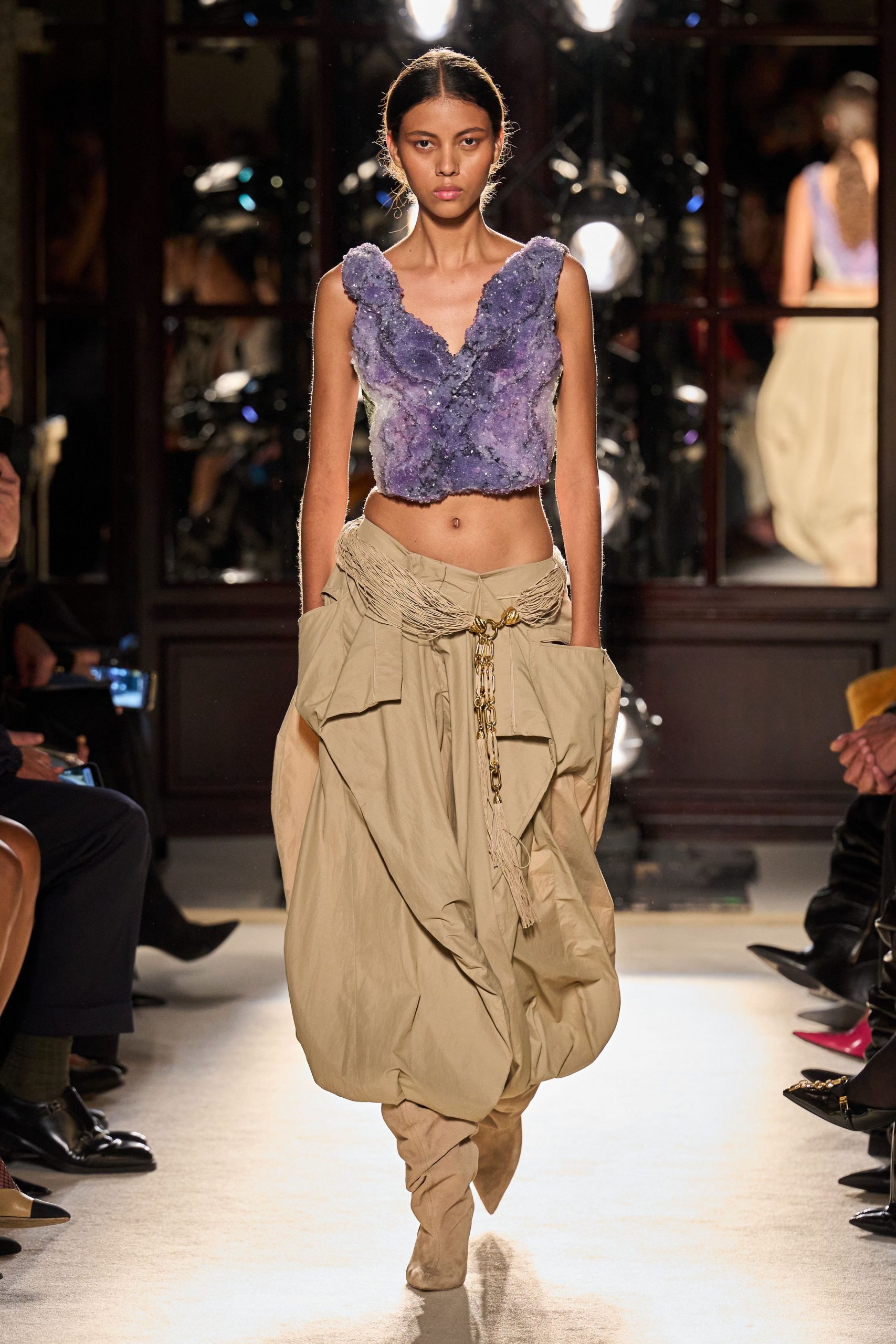 beige cotton relaxed cargo pants