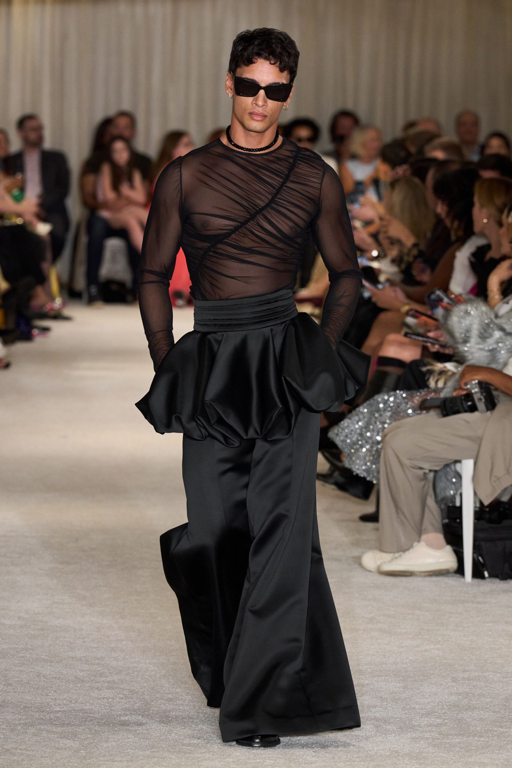 black satin relaxed flared pants