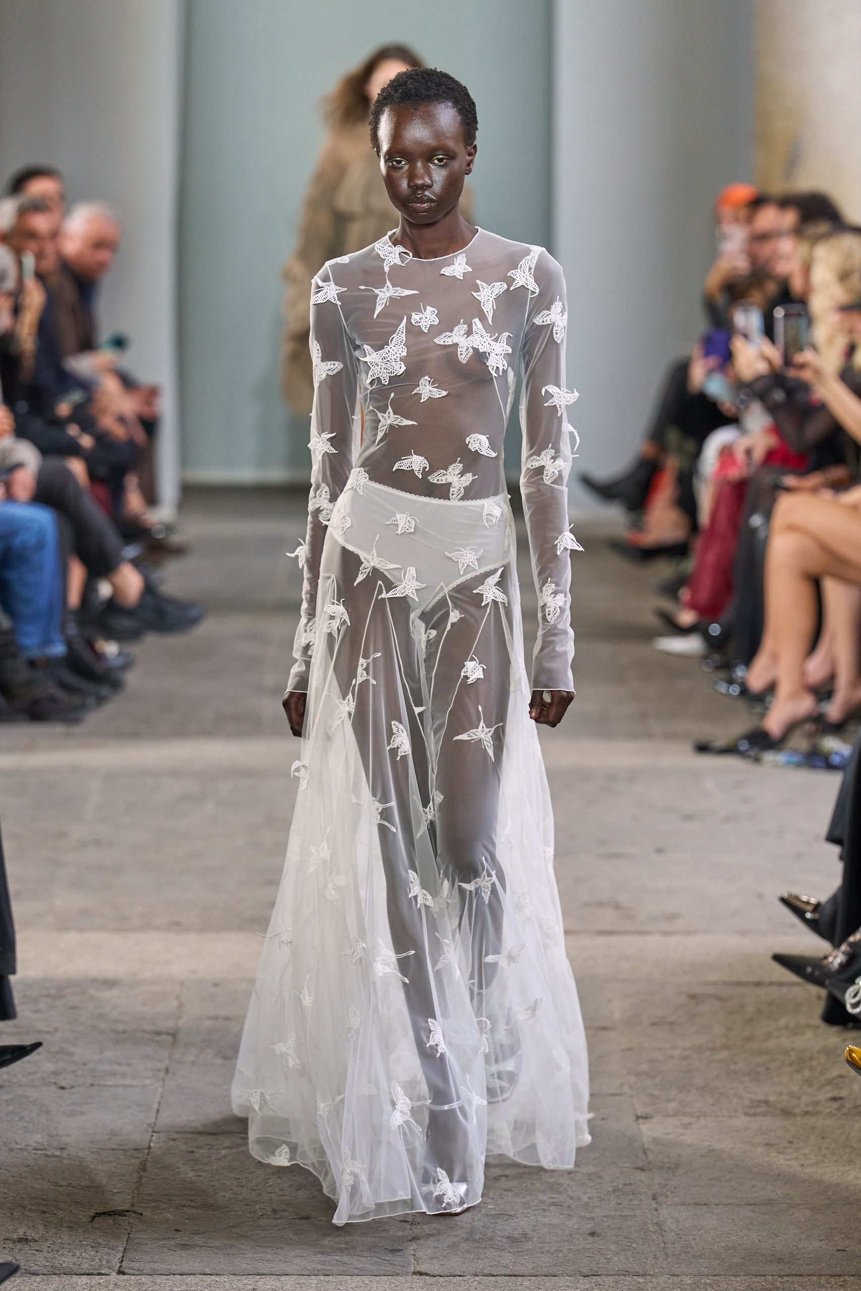white sheer embroidered dress