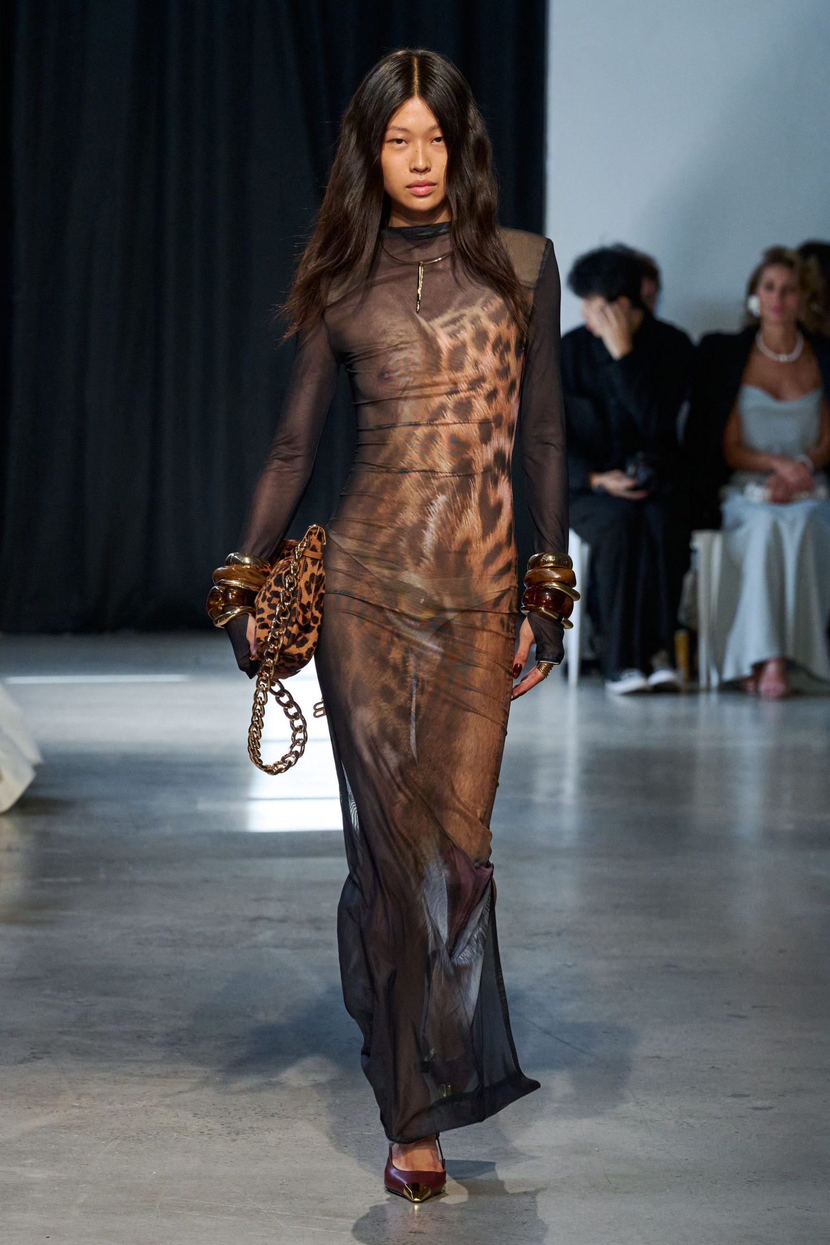 brown leather animal-print bag