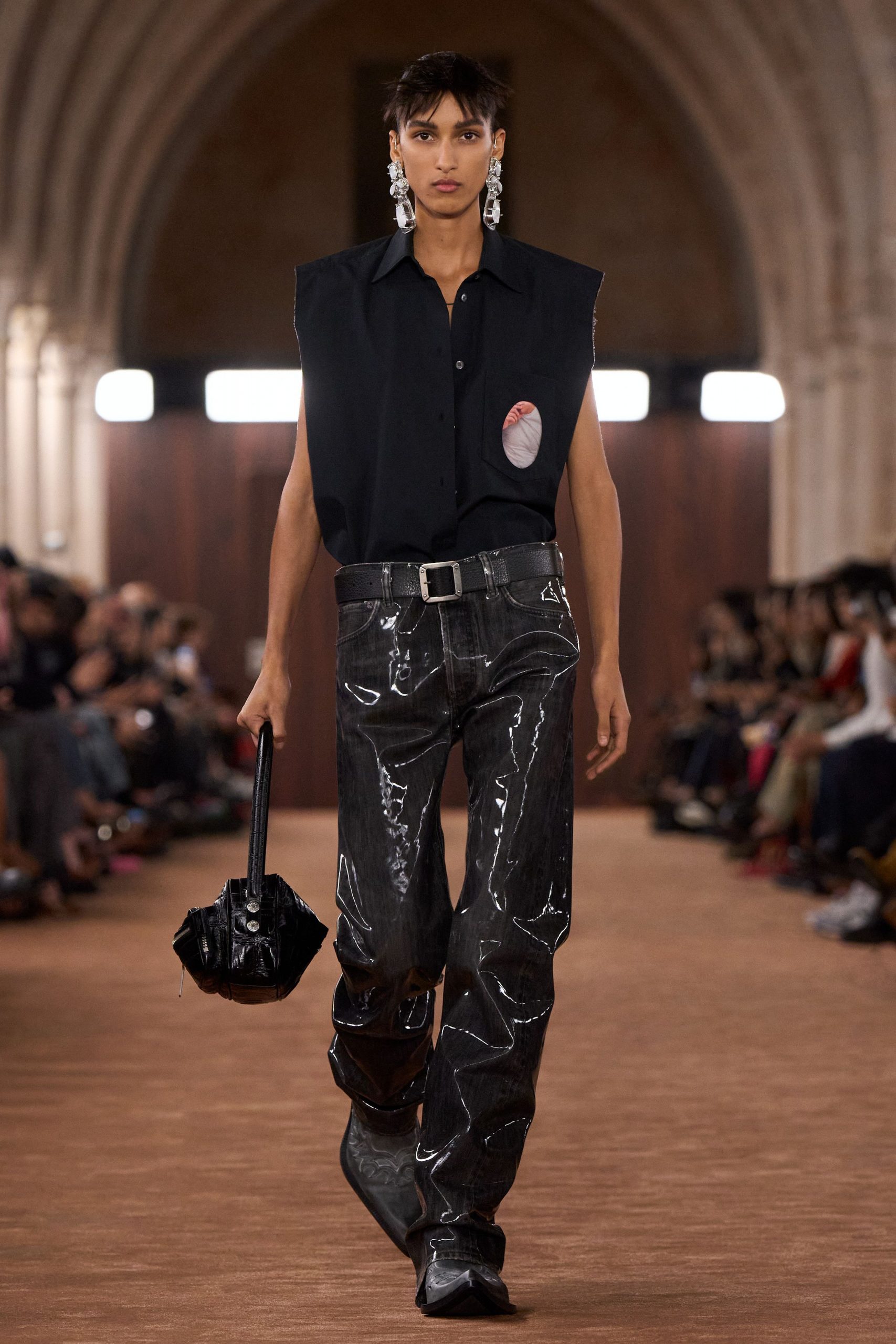 black relaxed shirt and fitted pants