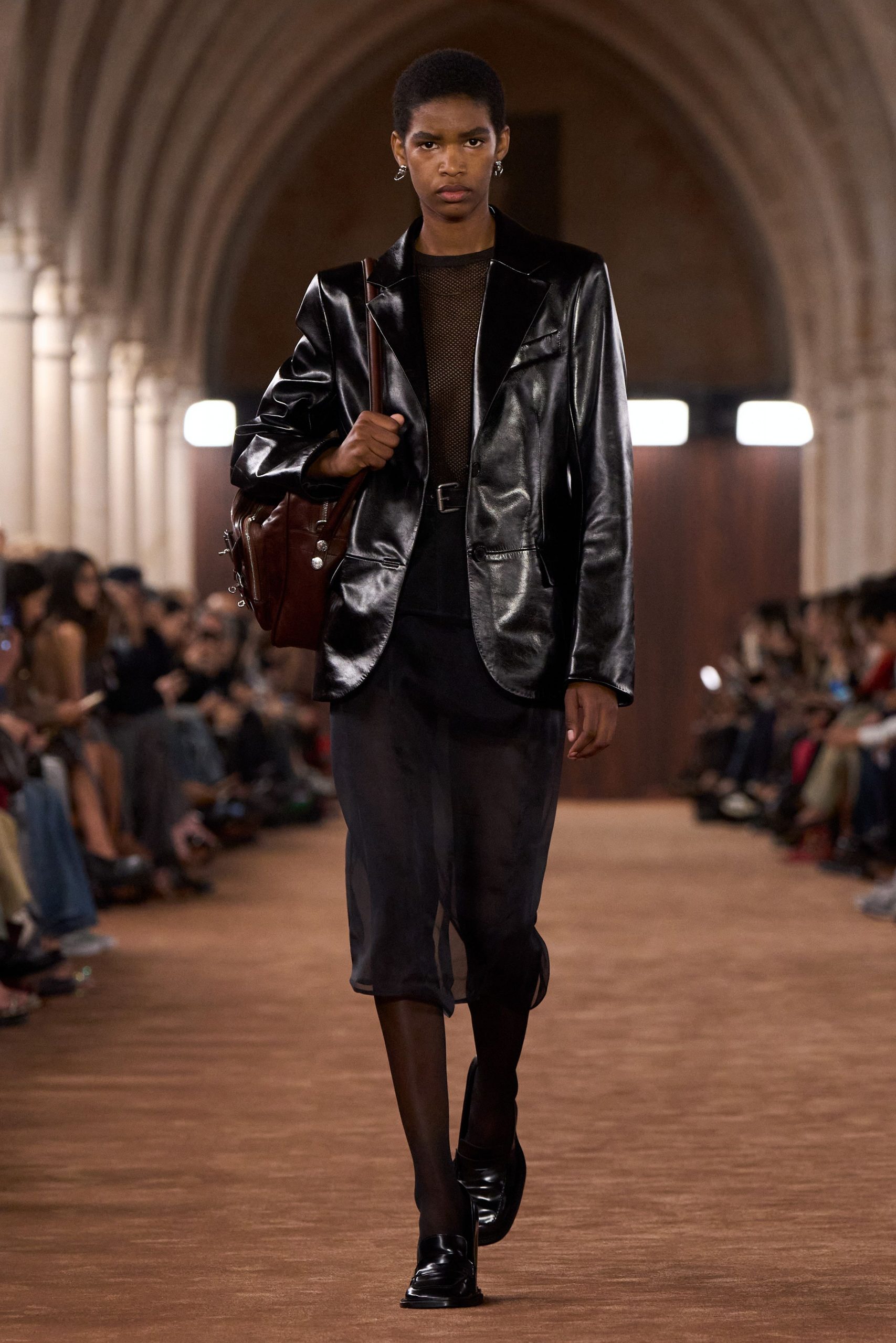 black leather blazer and dress