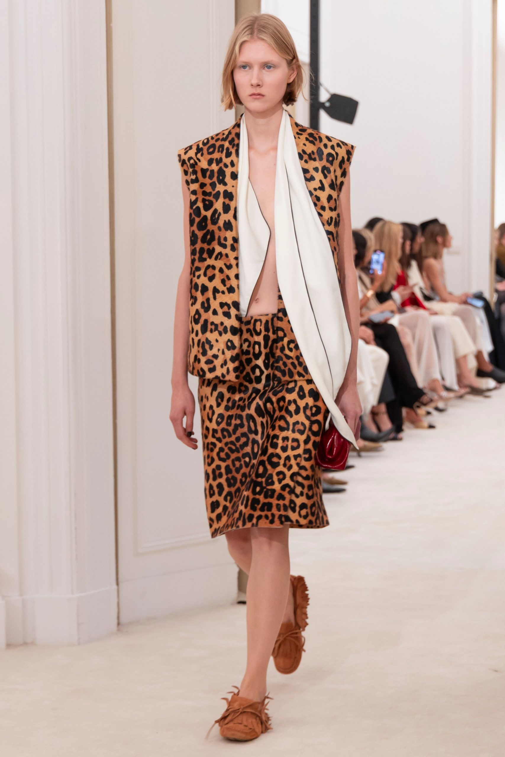 brown animal-print top and skirt