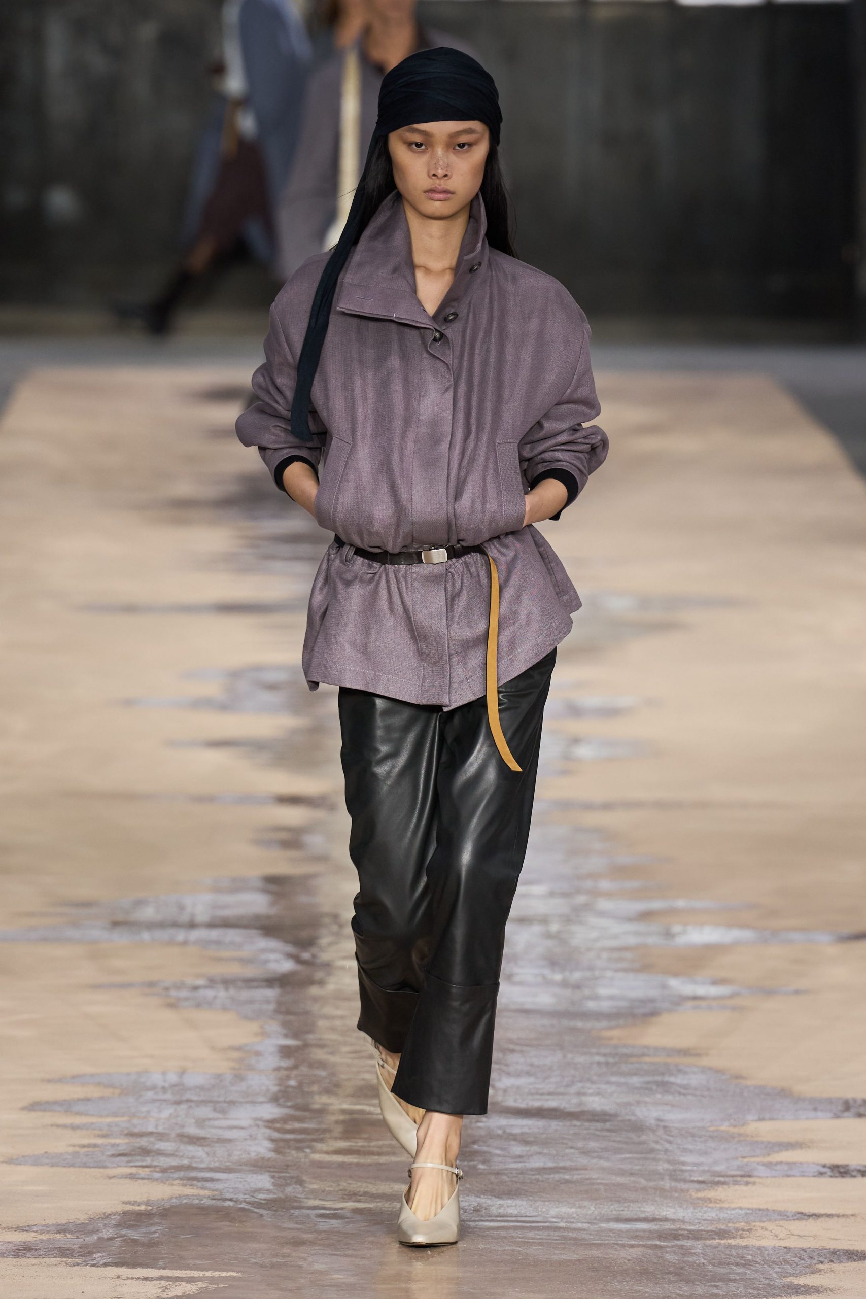 purple cotton long-sleeve collared relaxed zippered jacket