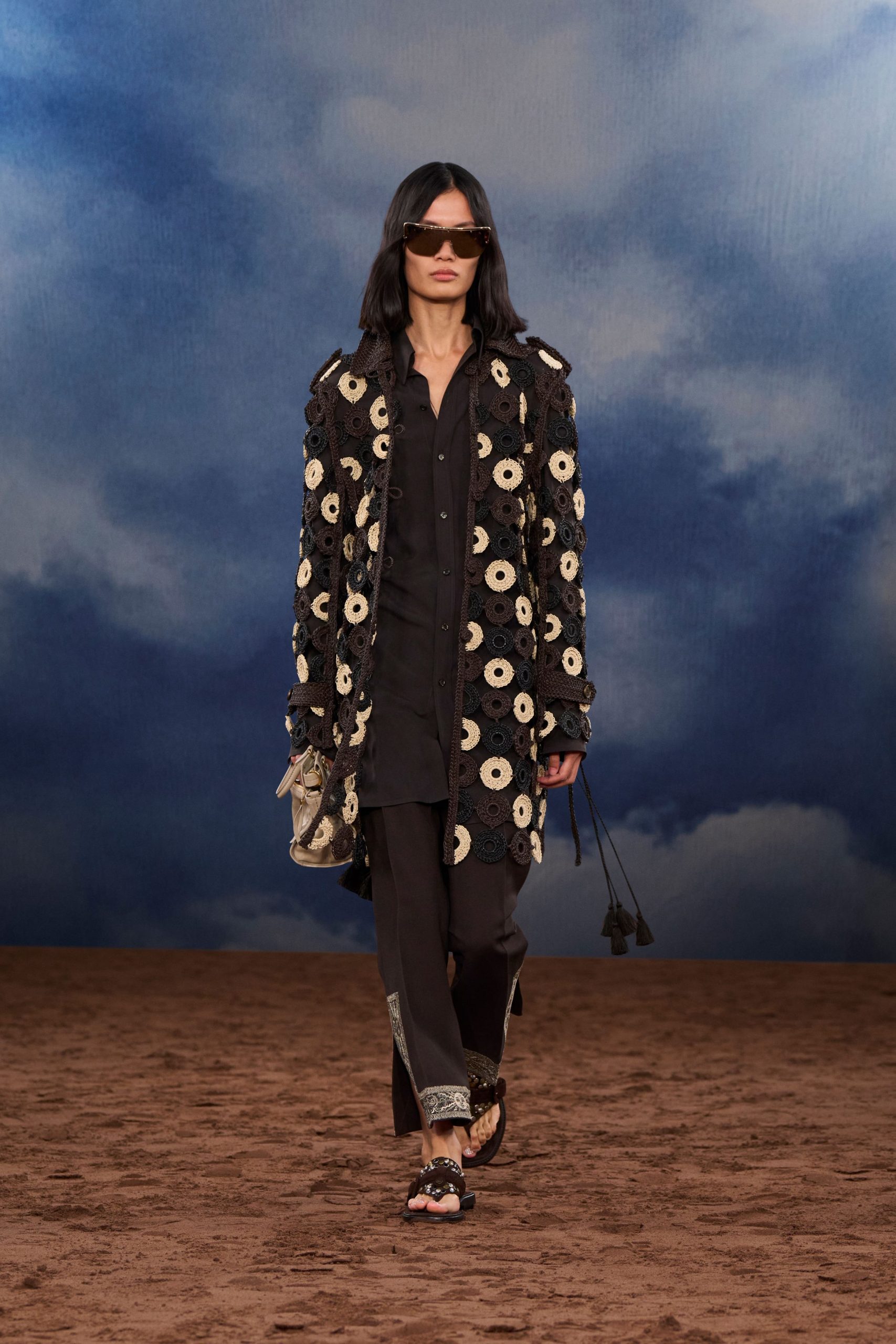 black embroidered coat with shirt