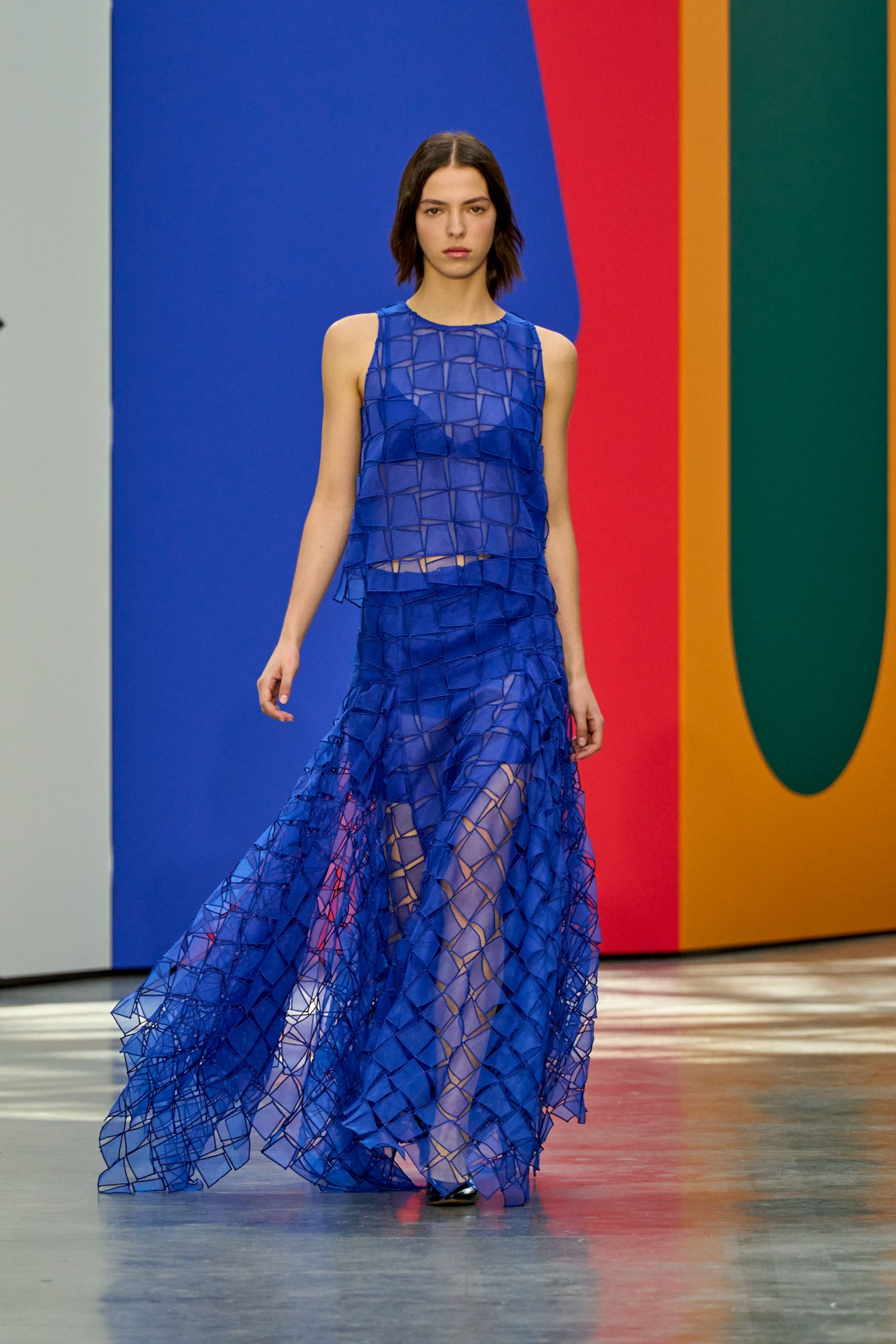 blue sheer layered dress
