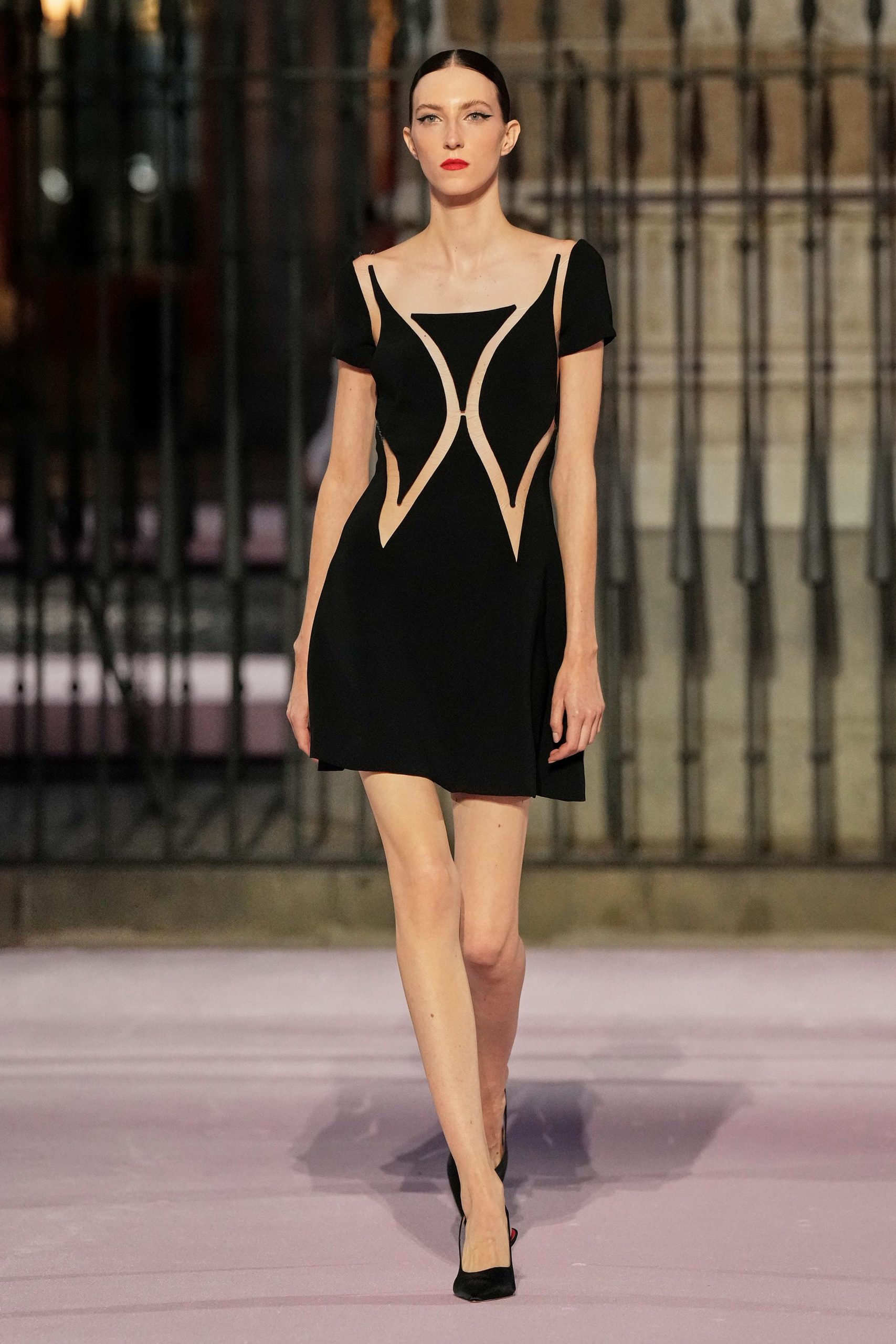 black mini dress with cutouts