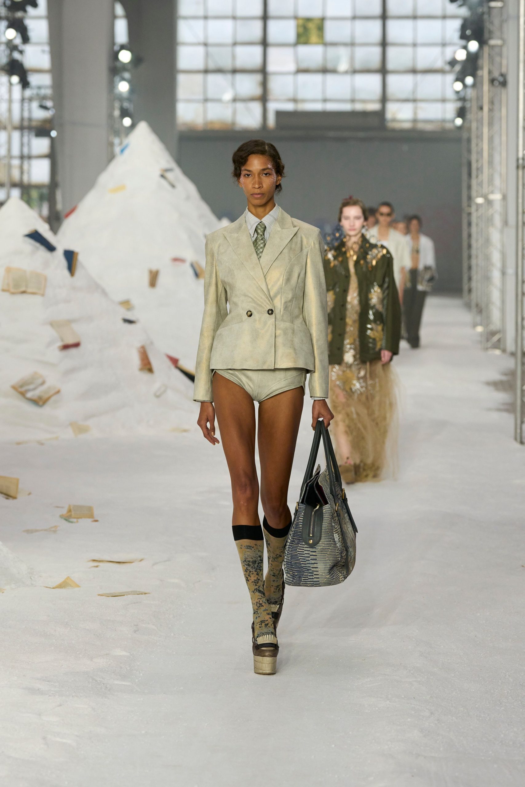 beige tailored blazer with shorts
