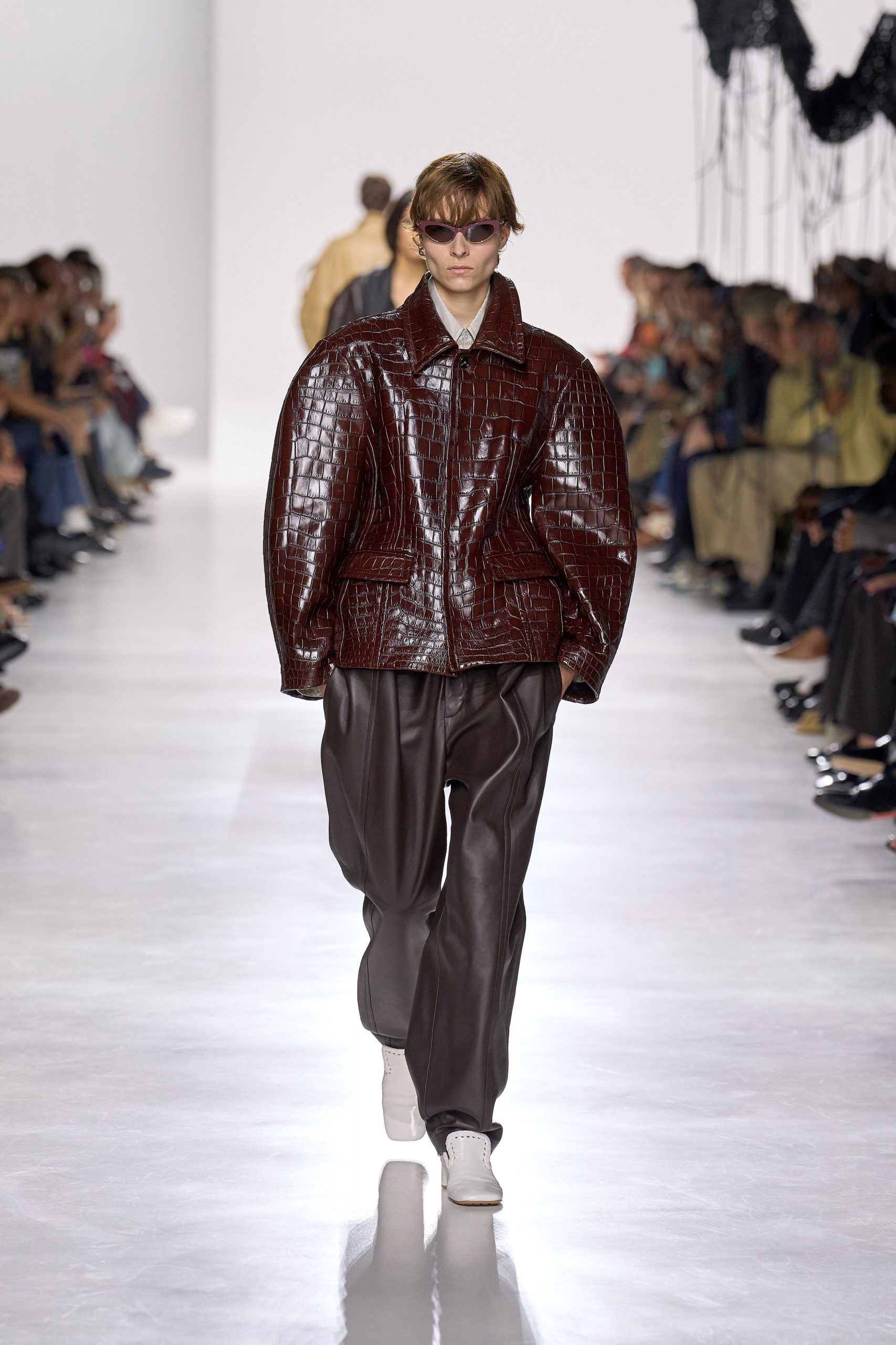 brown leather oversized jacket