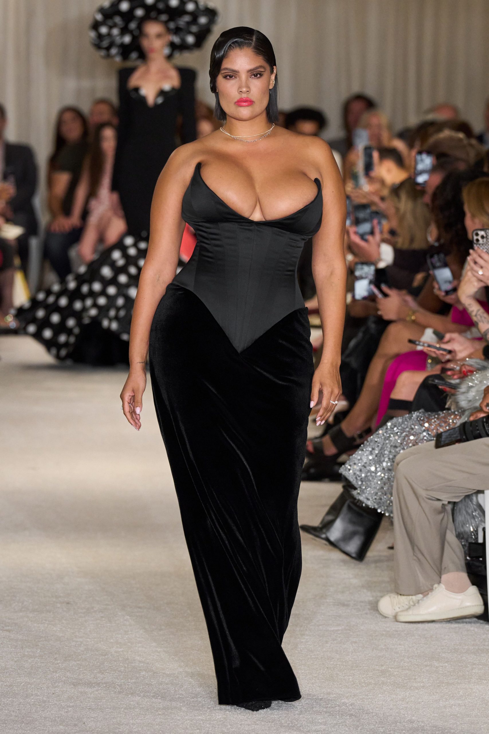 black velvet sleeveless gown
