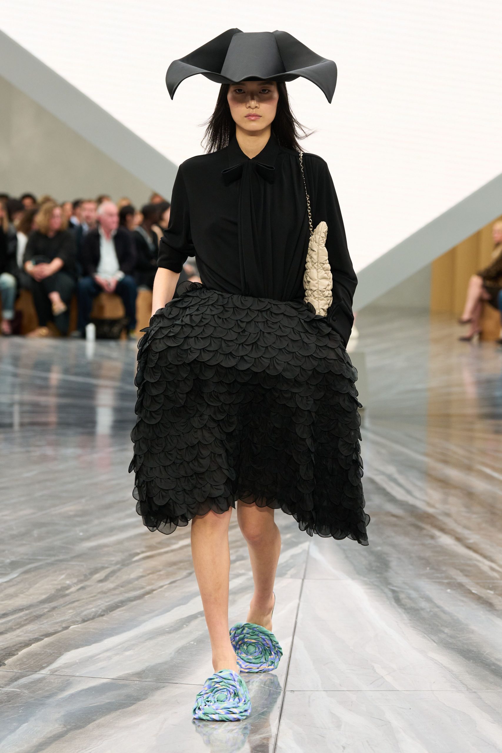black chiffon fitted layered skirt