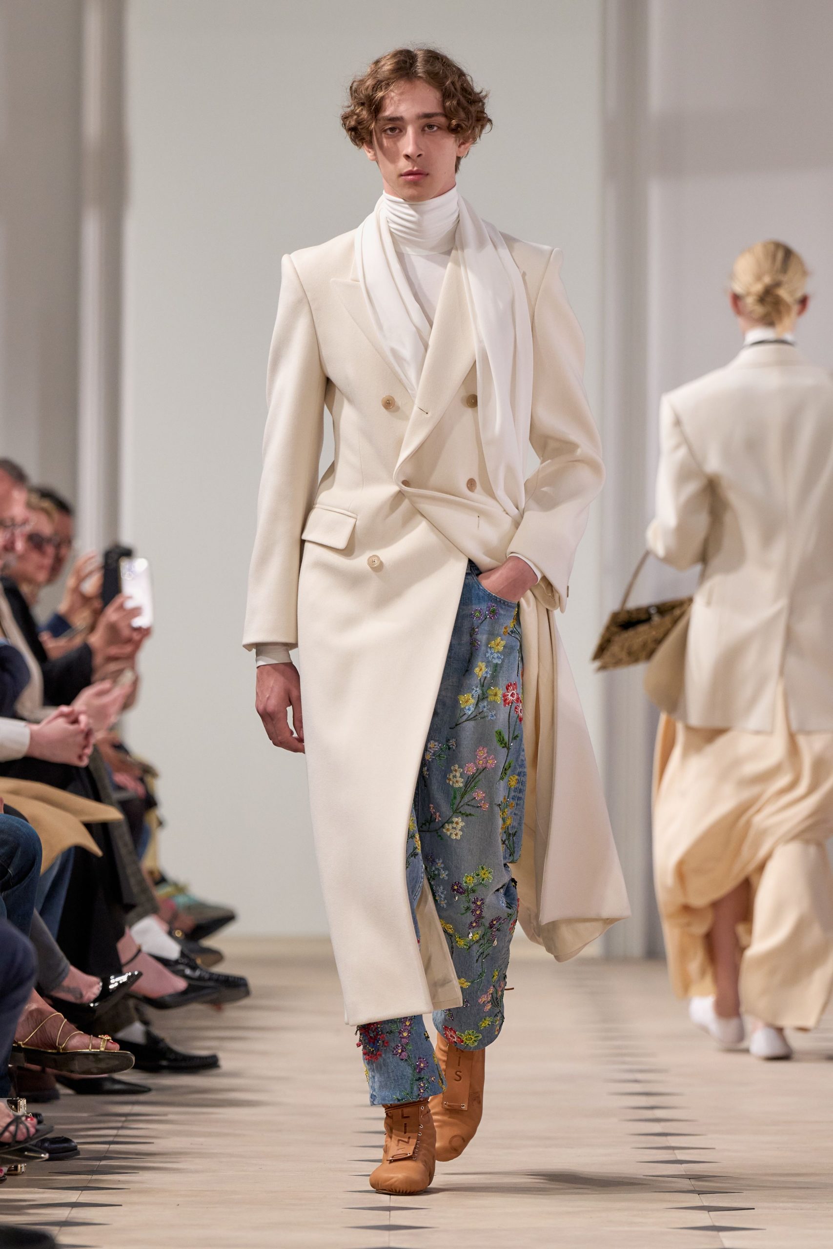 blue cotton relaxed flared pants
