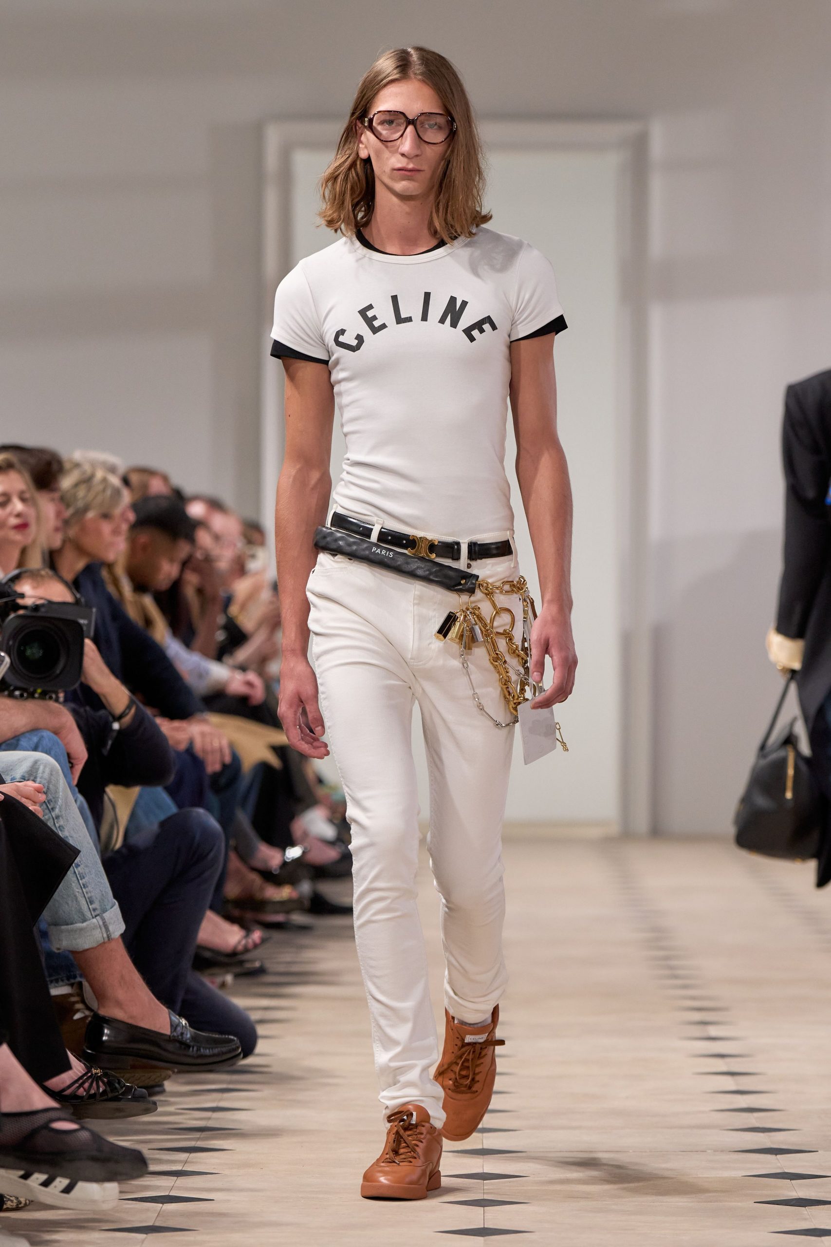 white fitted t-shirt and pants
