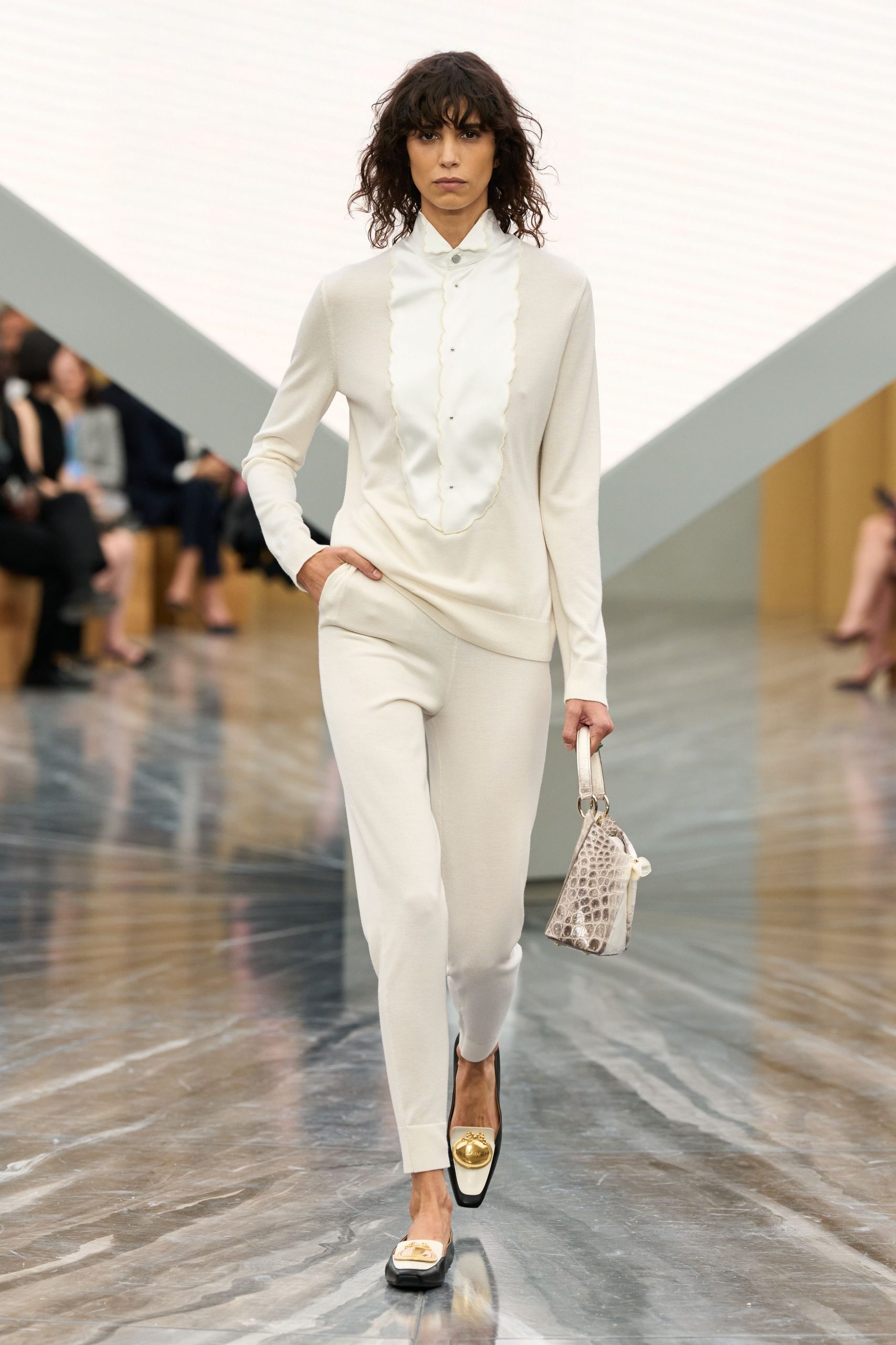 white fitted top and pants