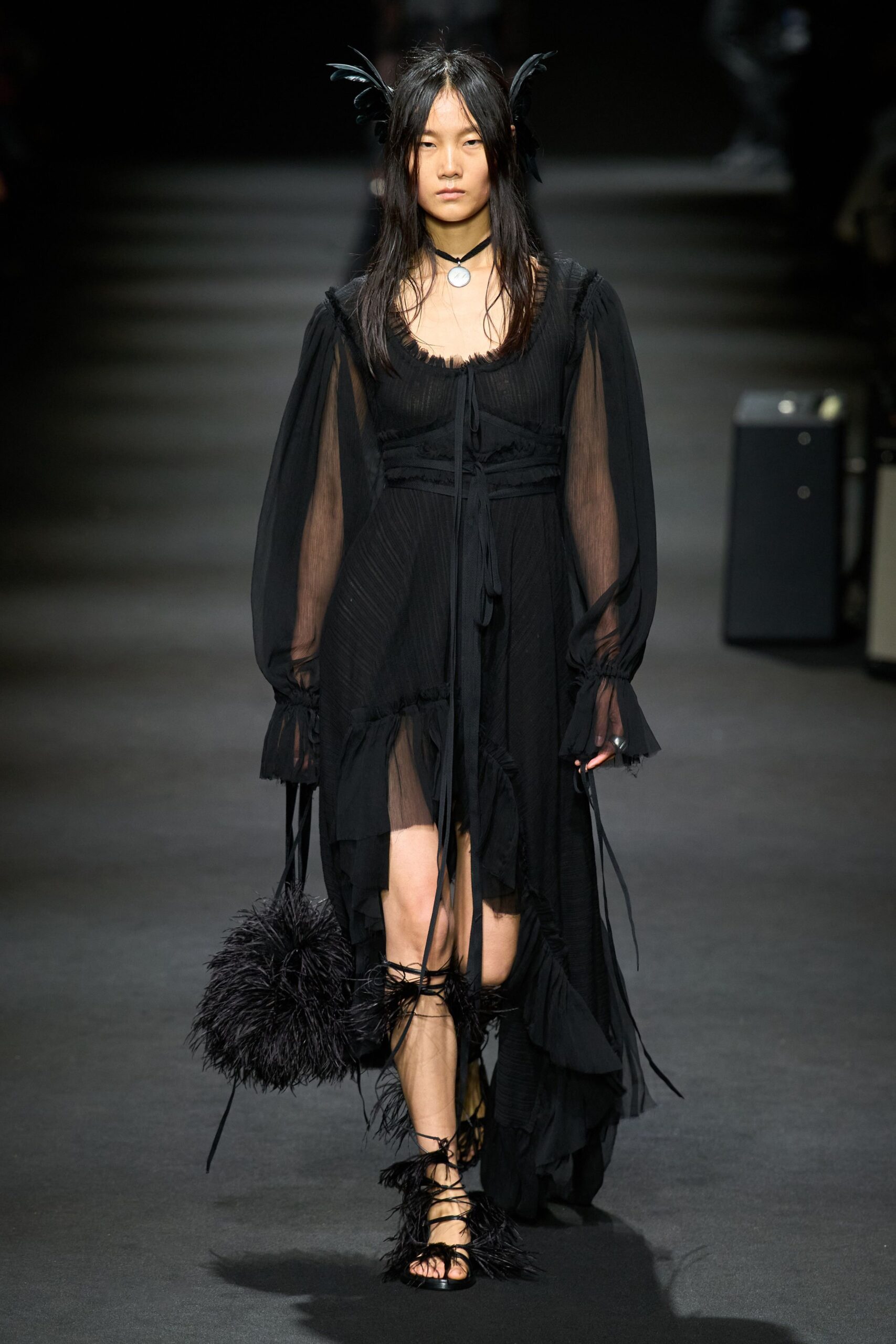 black pleated maxi dress
