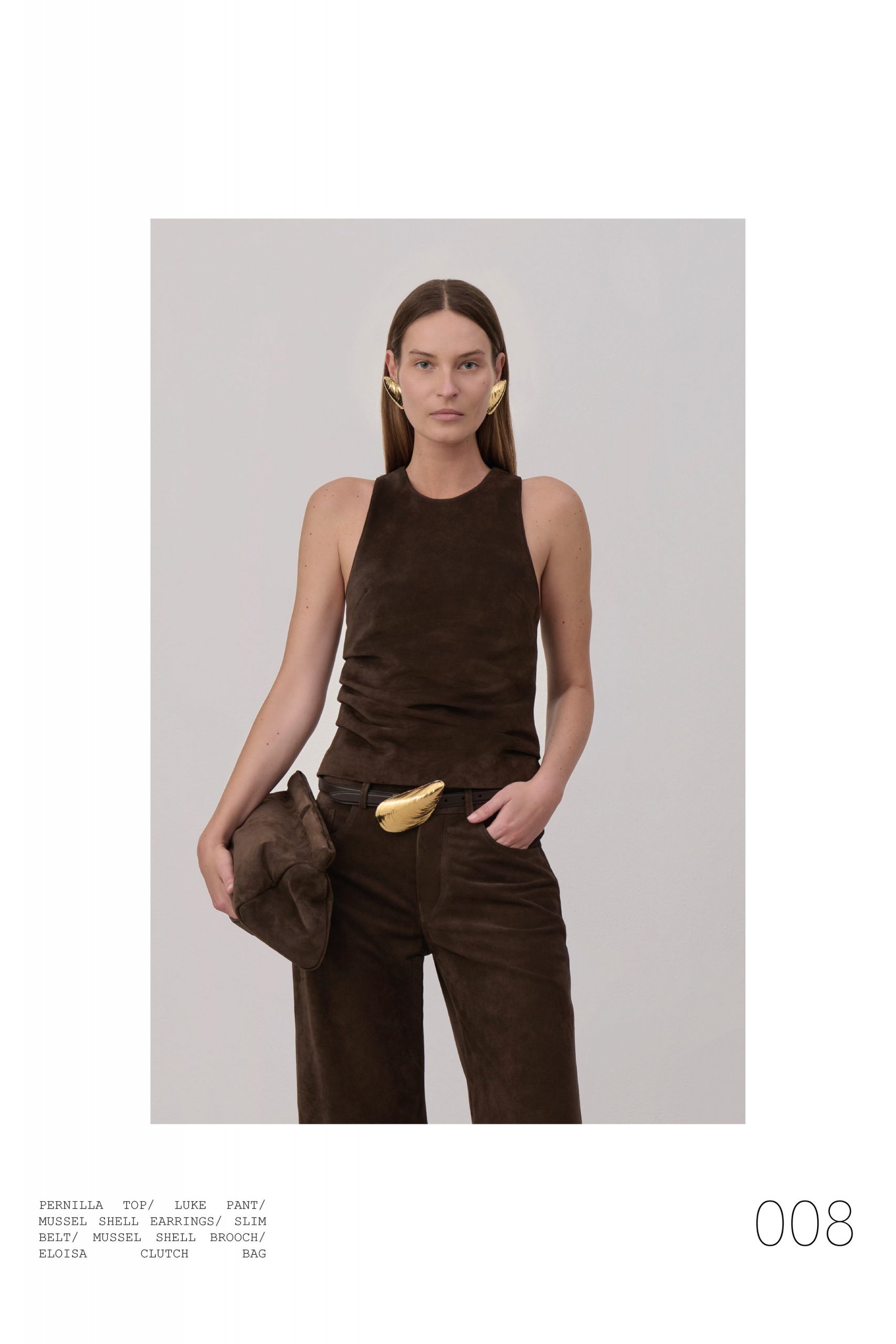 brown suede relaxed wide-leg pants