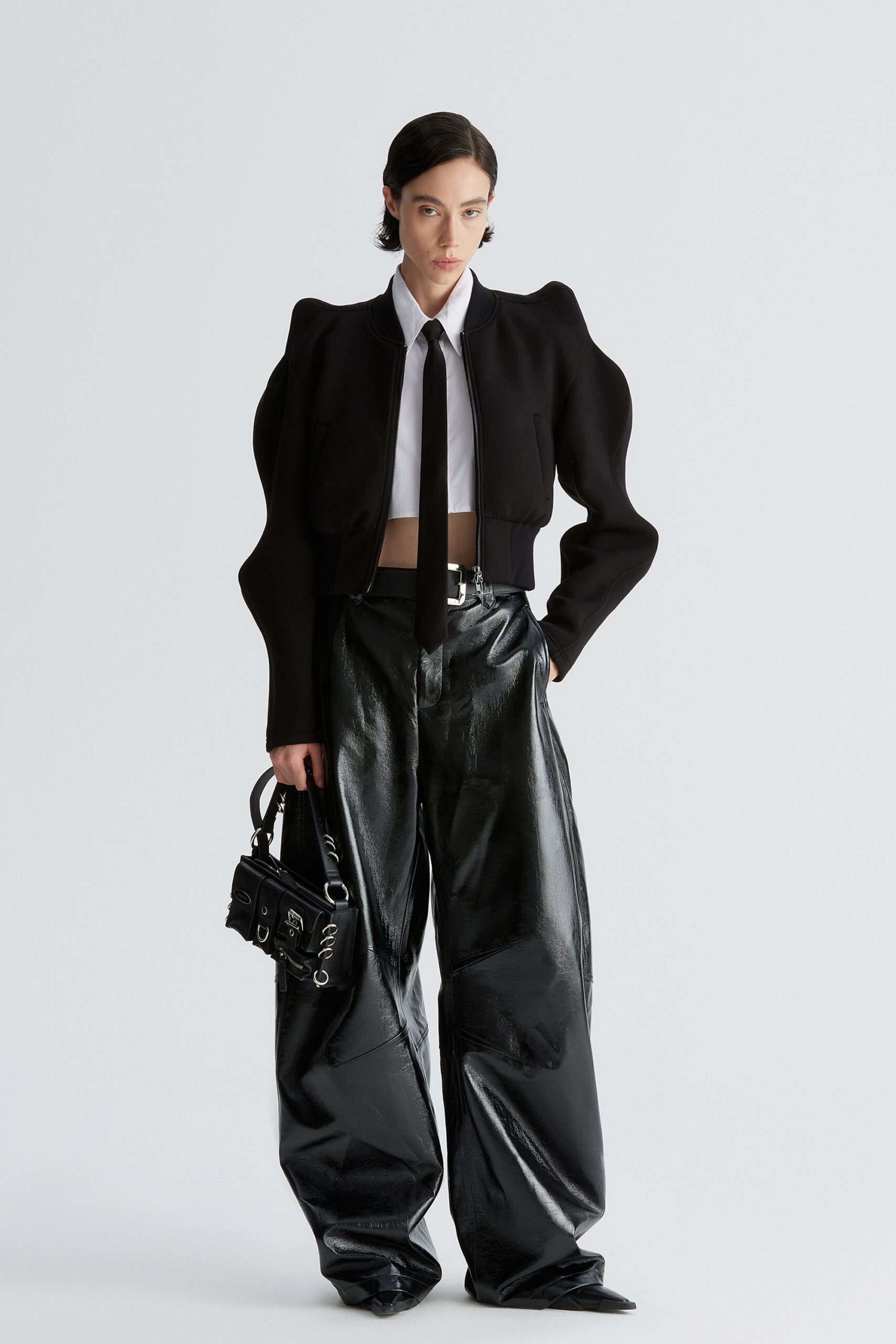 black leather jacket and pants
