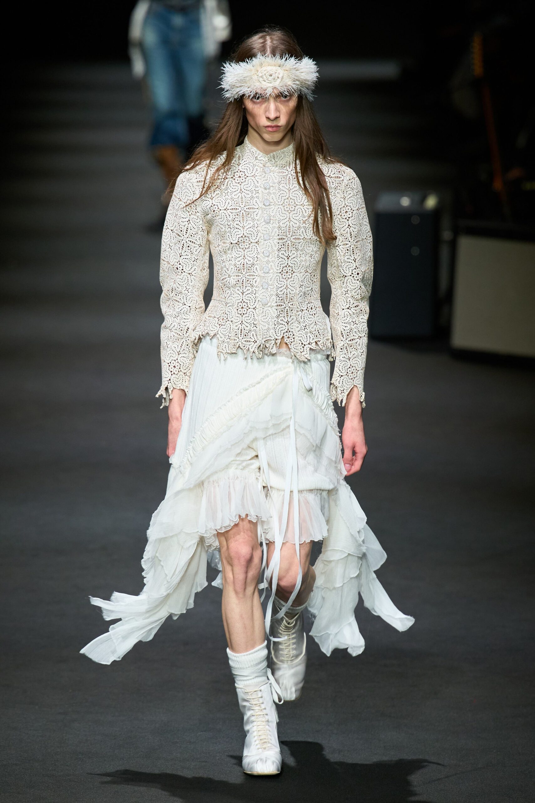 white lace top and skirt