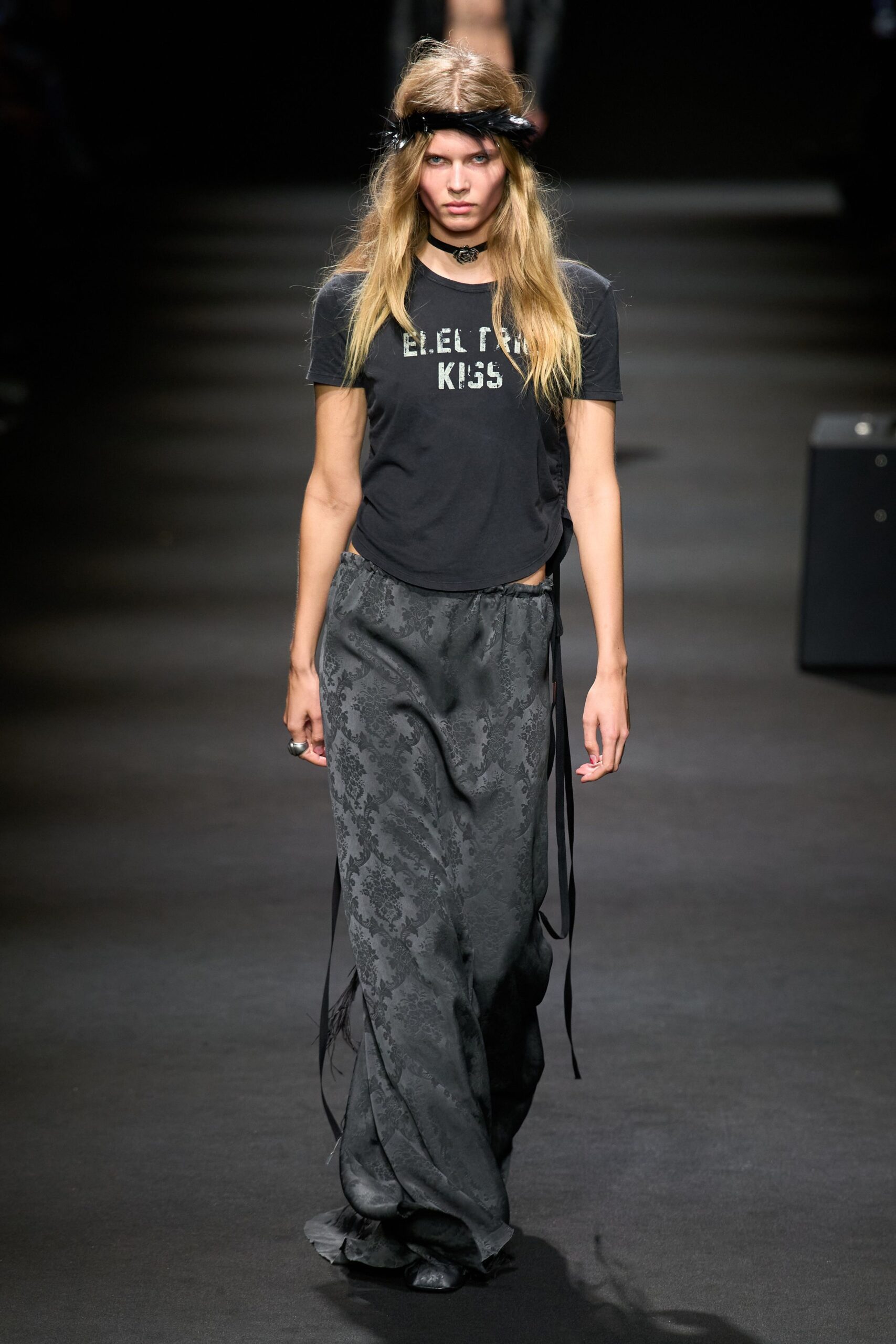 black silk relaxed high-waisted flared flowing pants