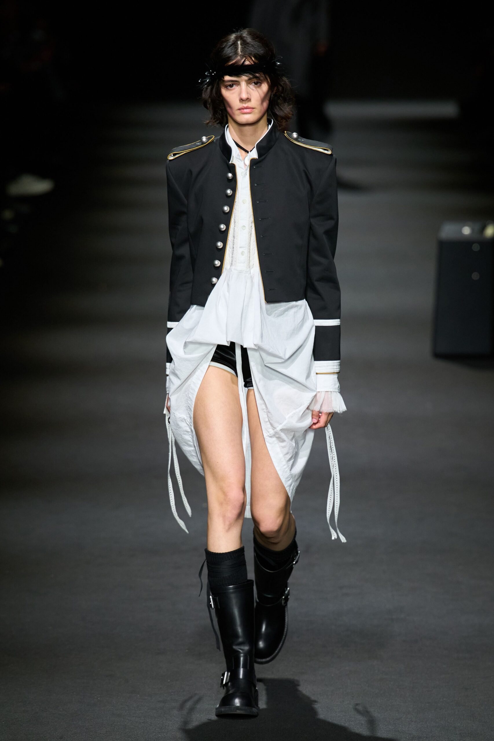 black structured jacket with white shirt