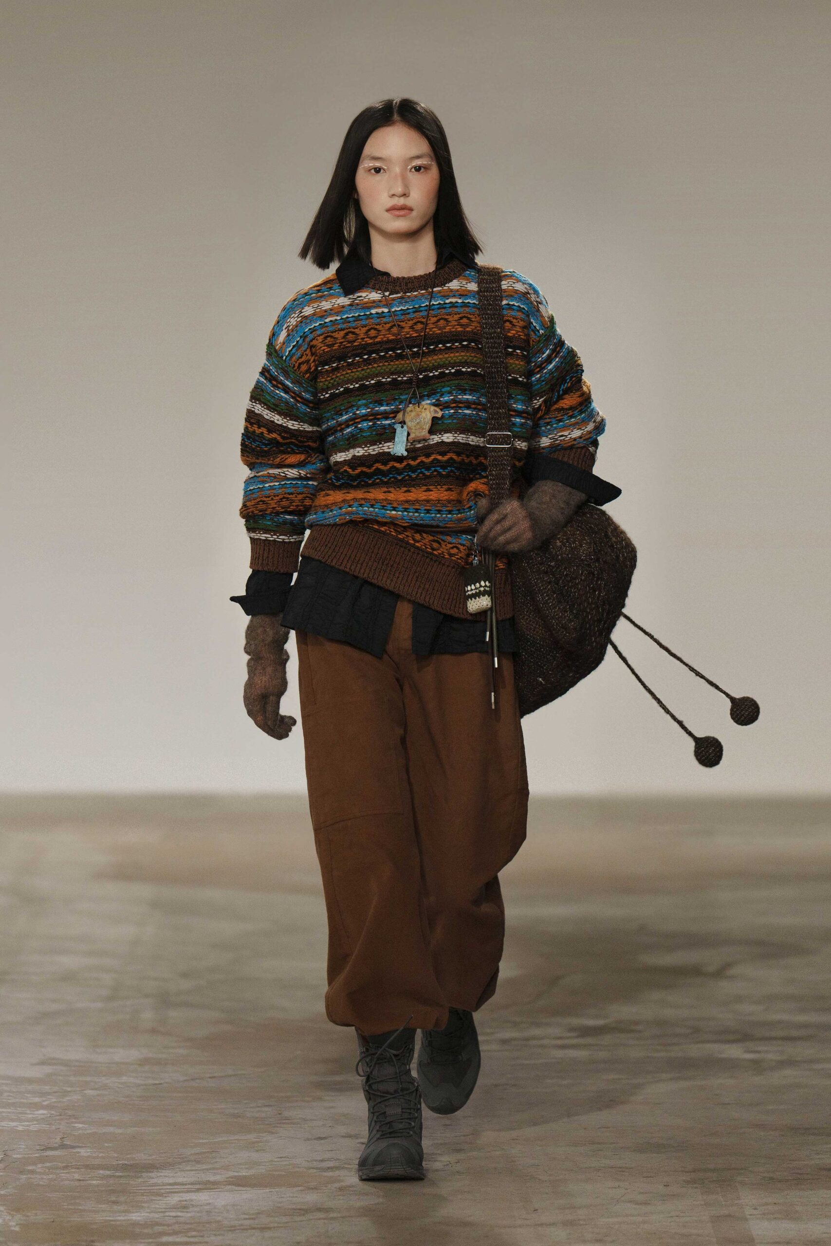 relaxed wool sweater with wide-leg pants