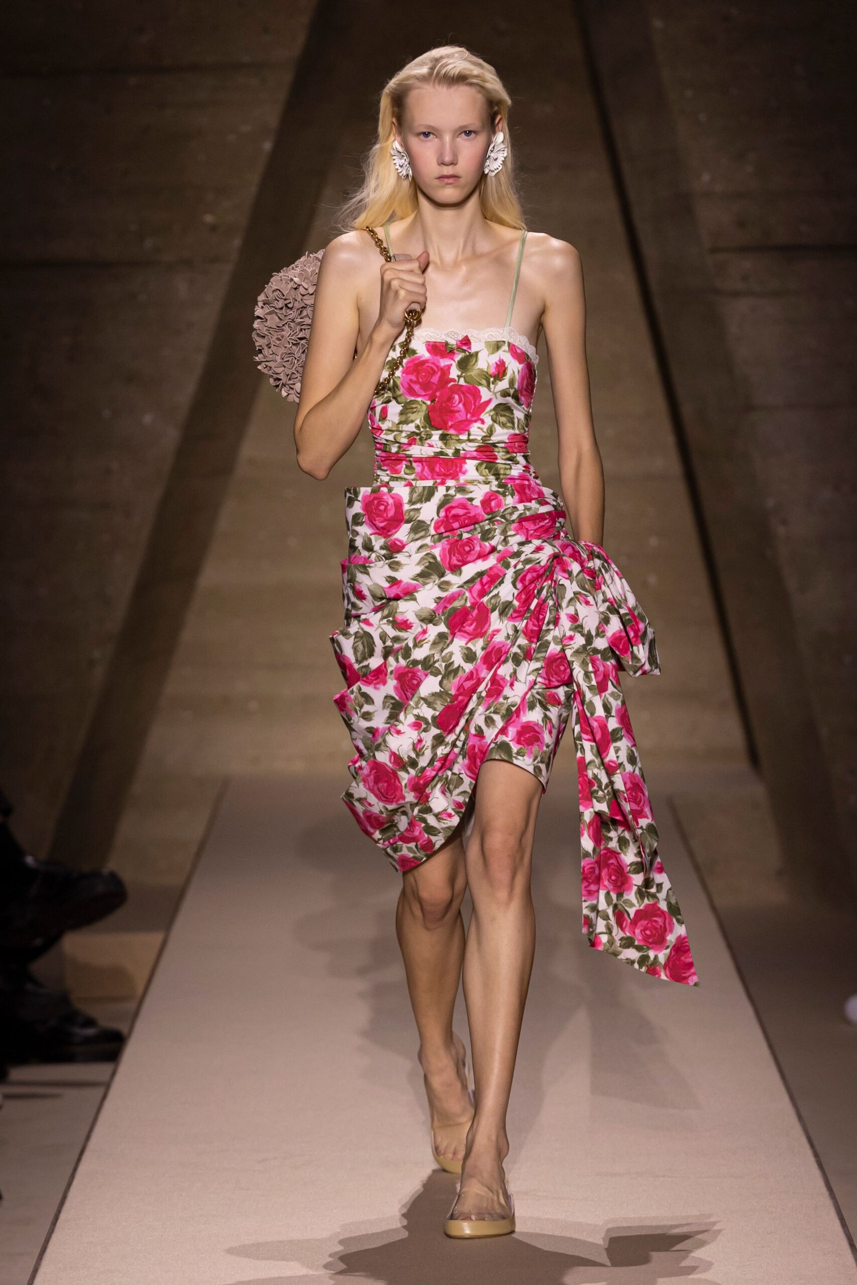 floral mini dress with bag