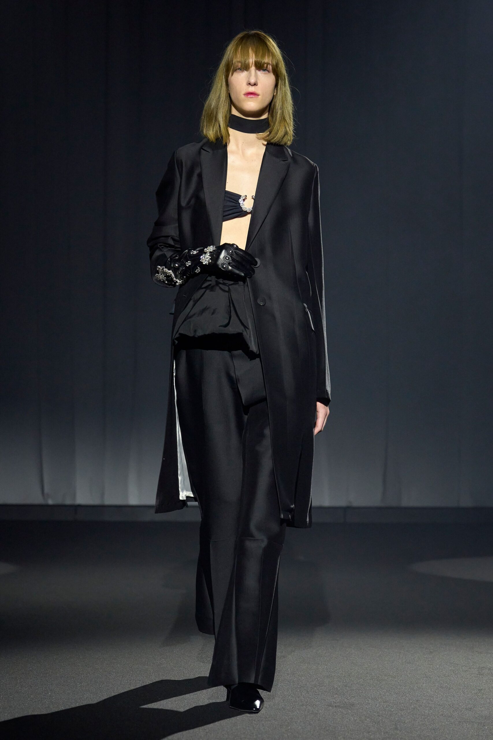 black silk tailored blazer and pants