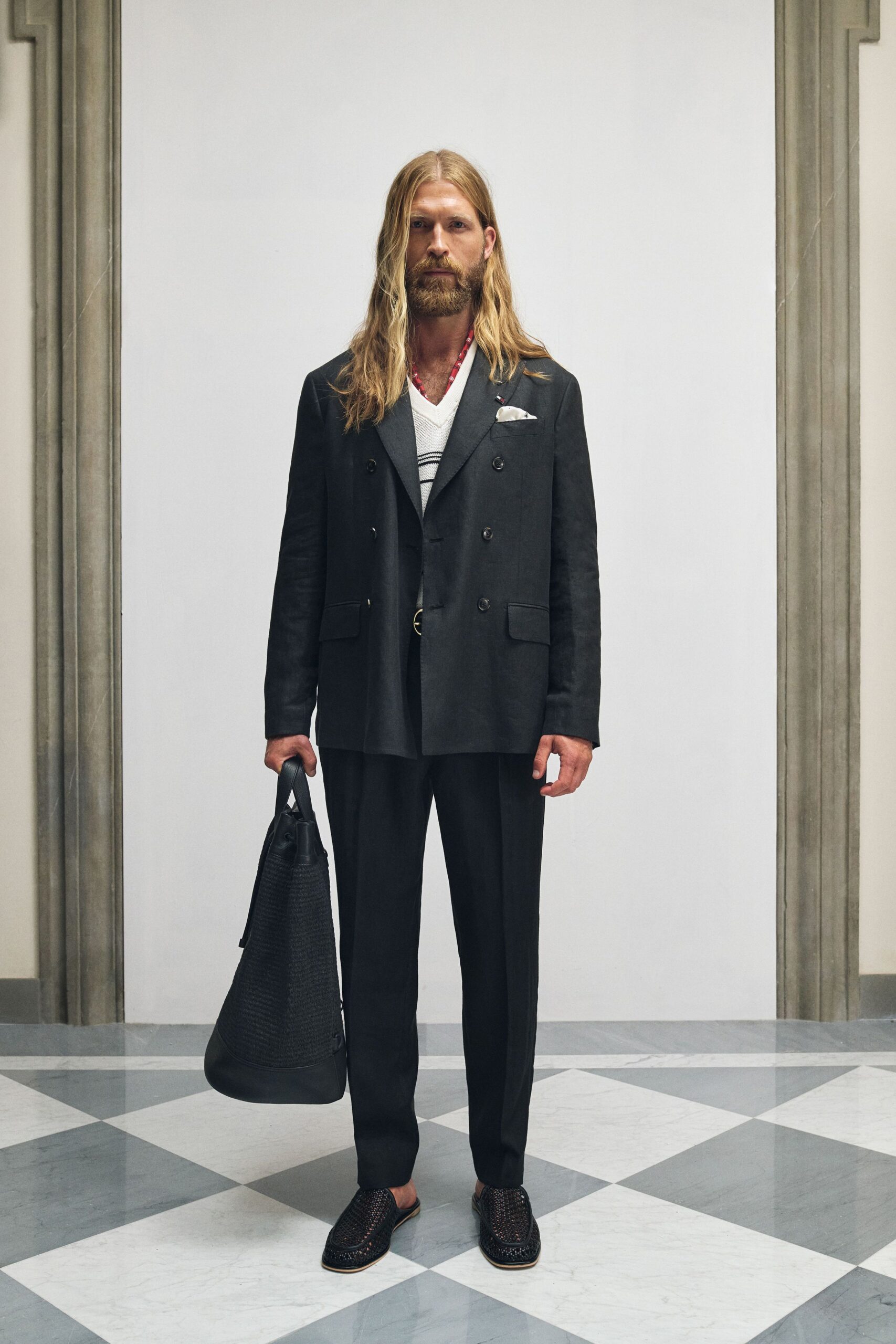 black tailored blazer with pants