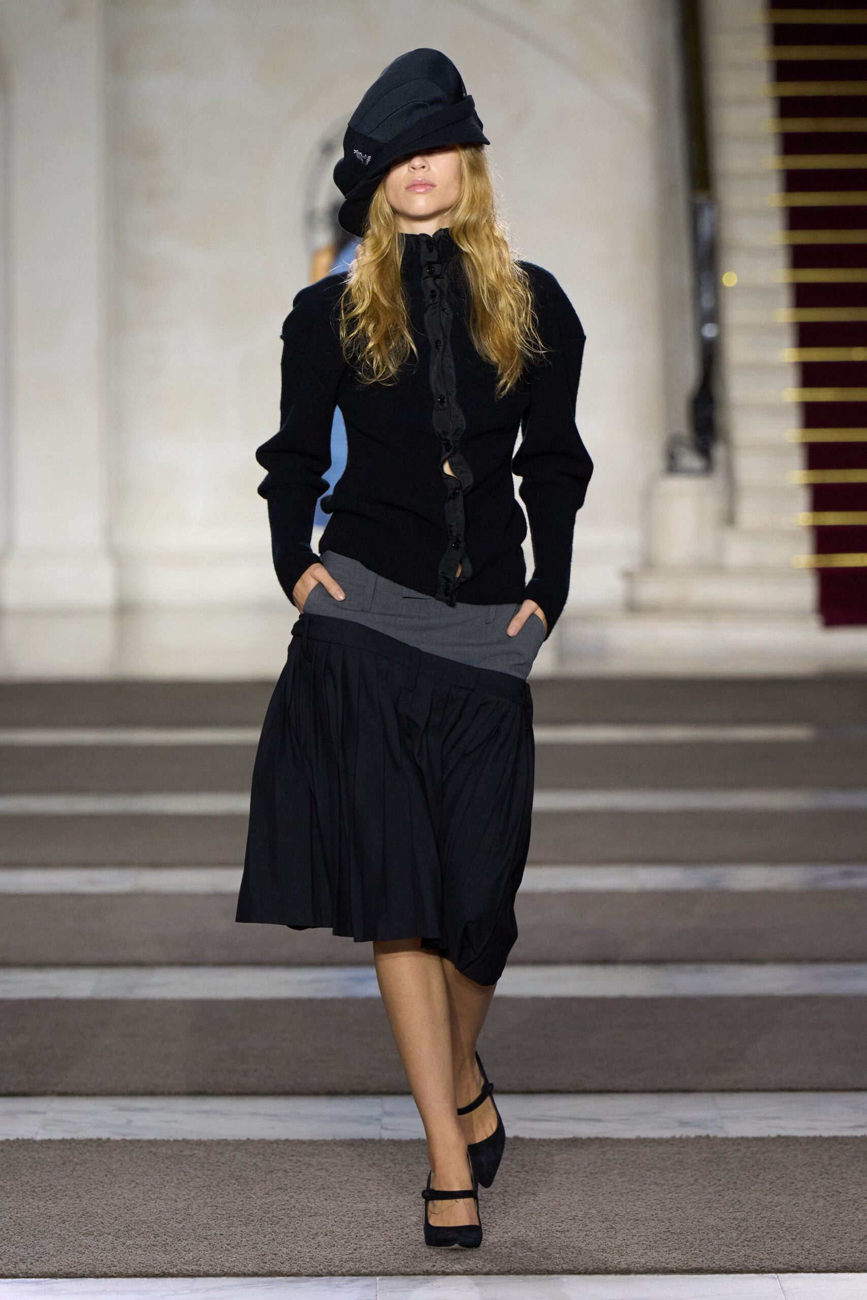 black wool long-sleeve collared fitted buttoned sweater