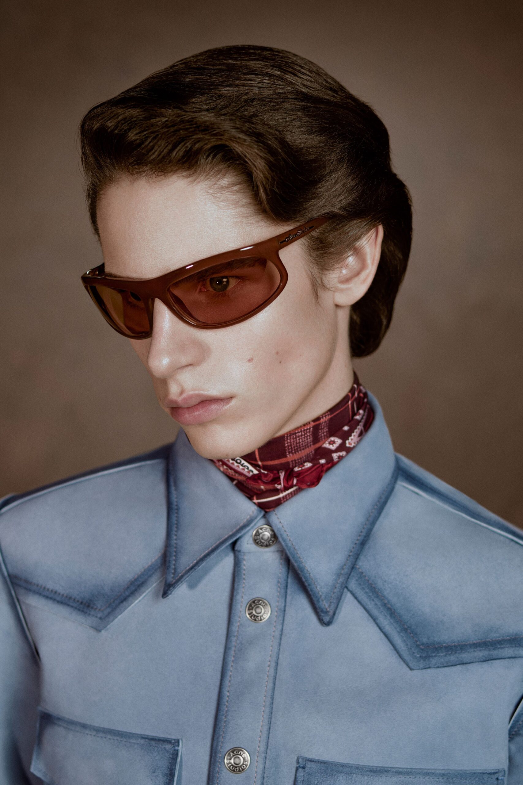 blue leather fitted shirt