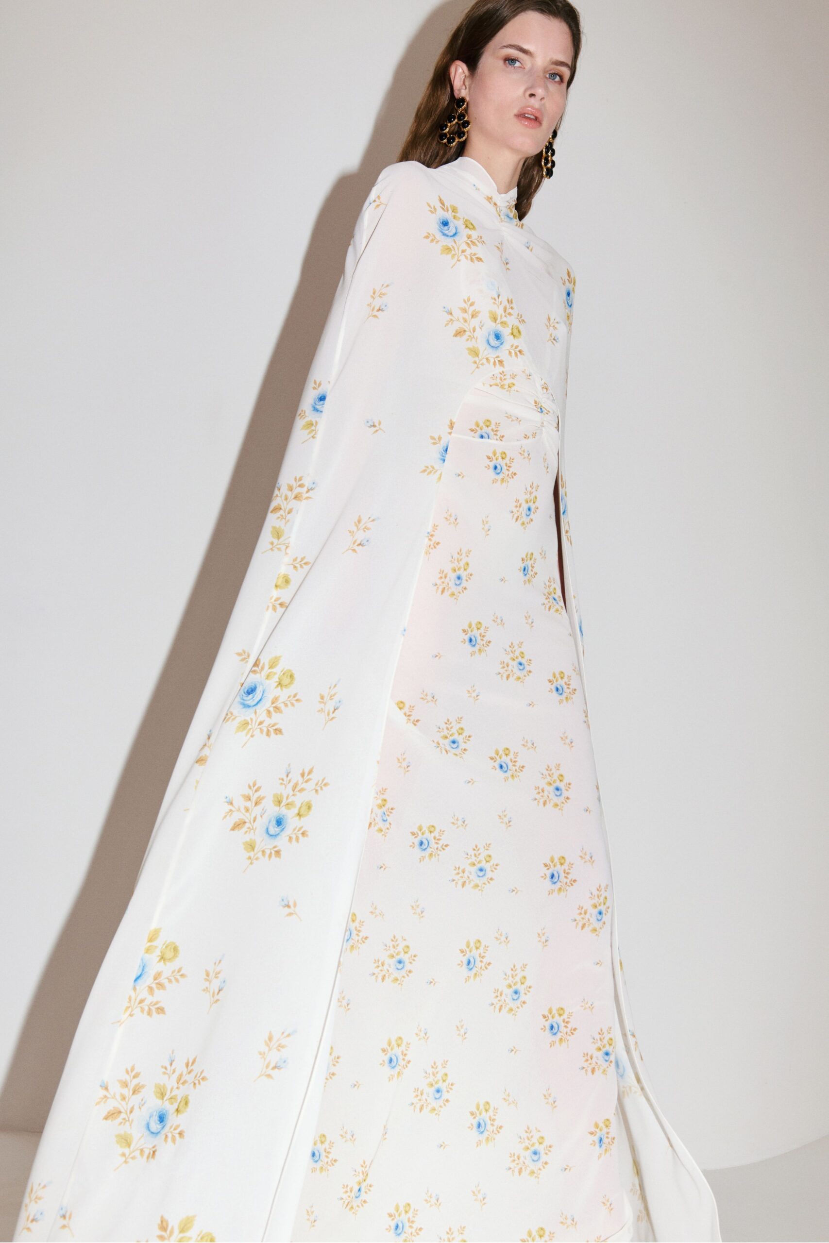 white floral maxi gown