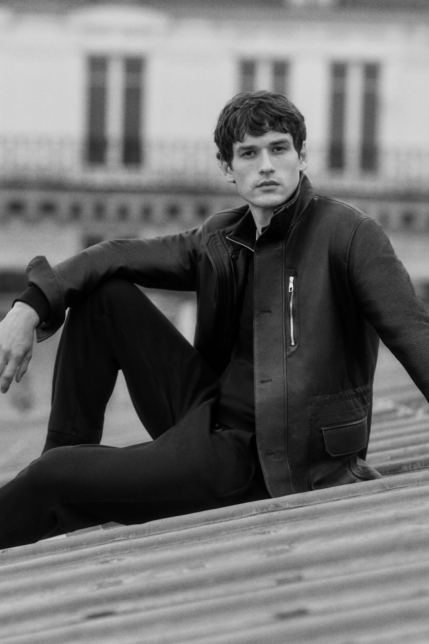 black leather jacket and pants