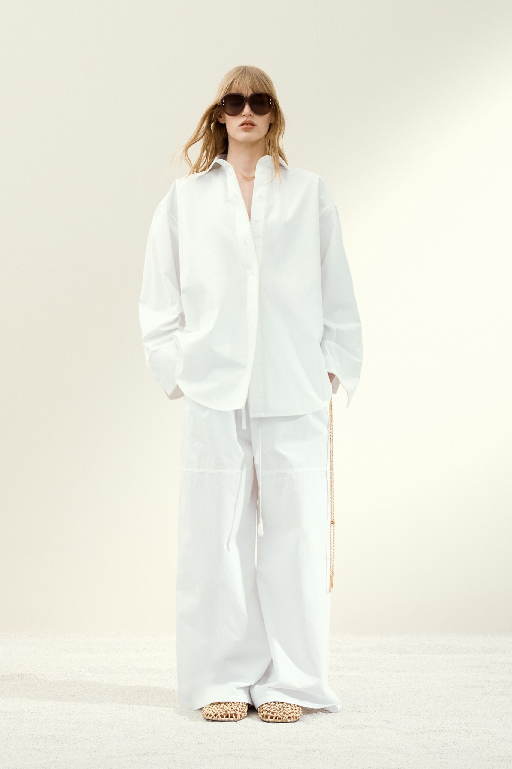 oversized white shirt and pants