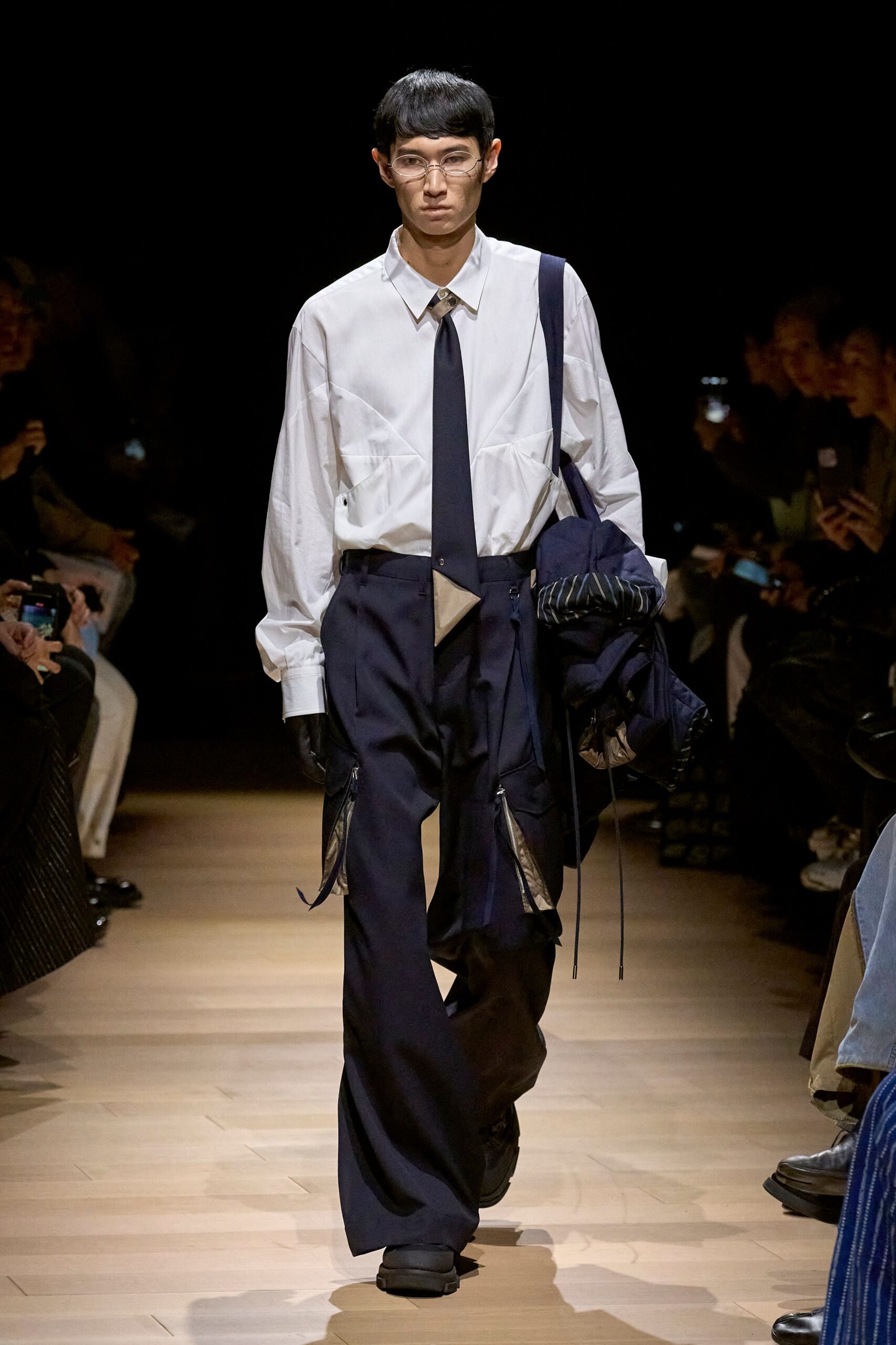 white shirt navy pants outfit