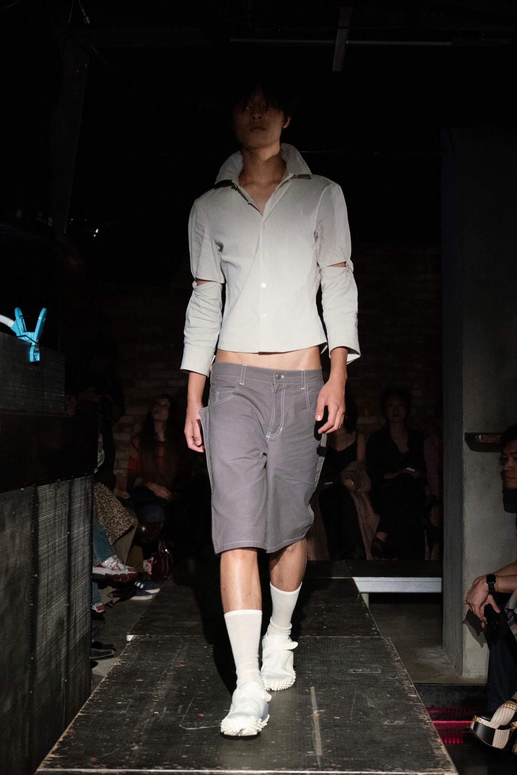 gray relaxed shirt with shorts