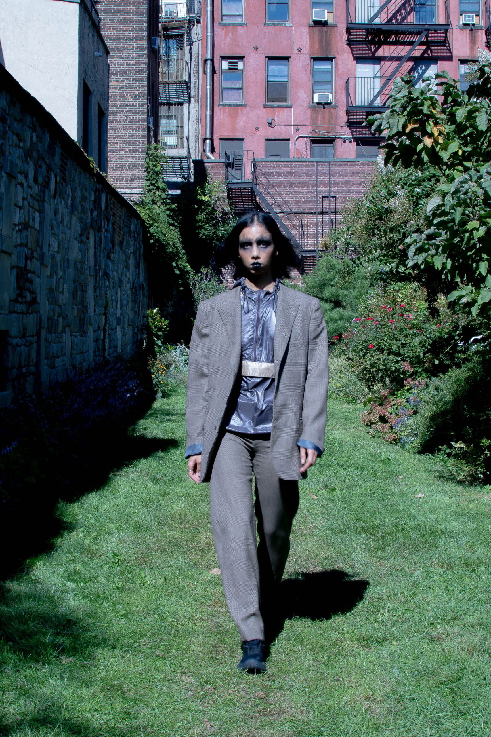 gray tailored suit with white shirt