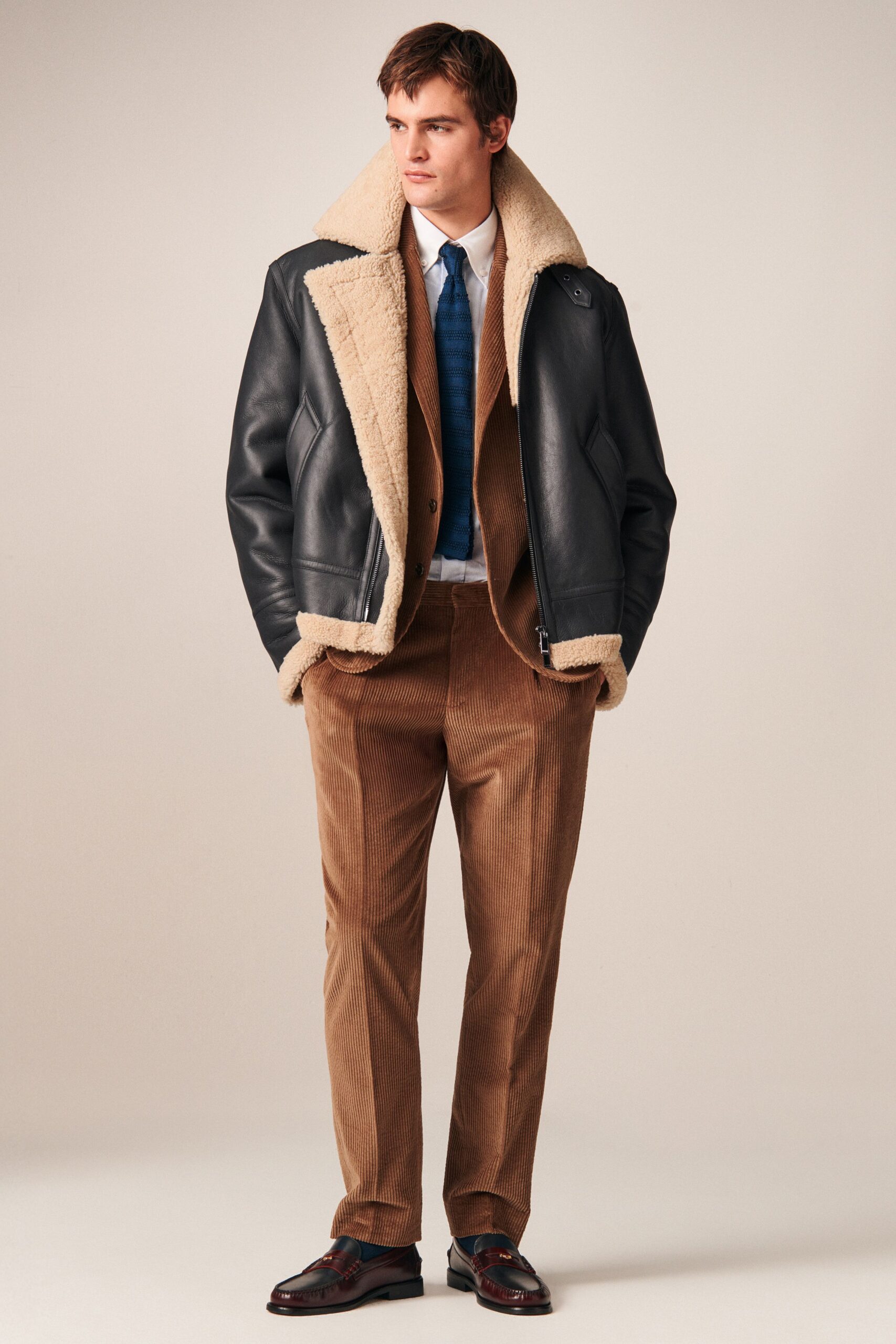 black leather jacket brown blazer