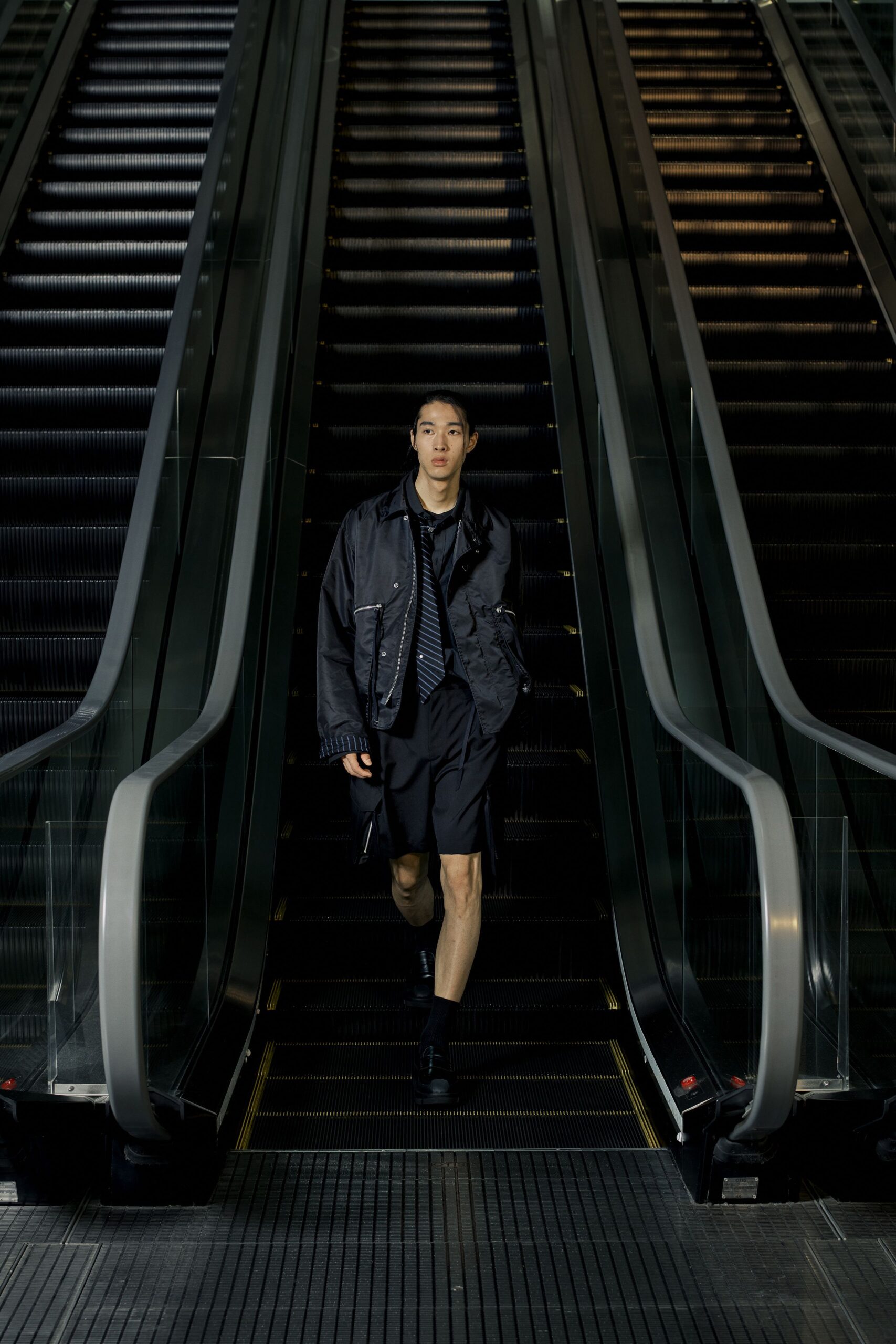 black relaxed jacket with shorts