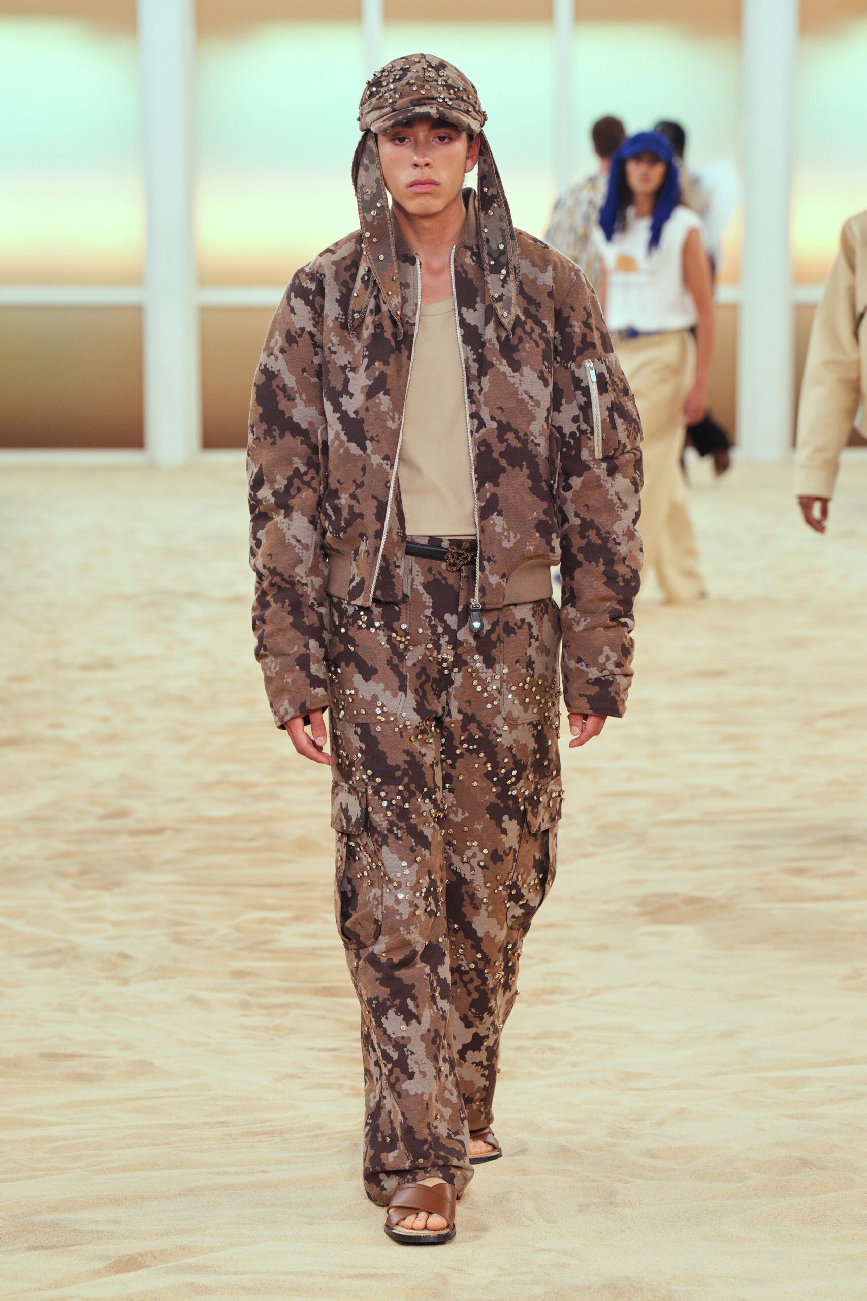 camouflage jacket and pants outfit