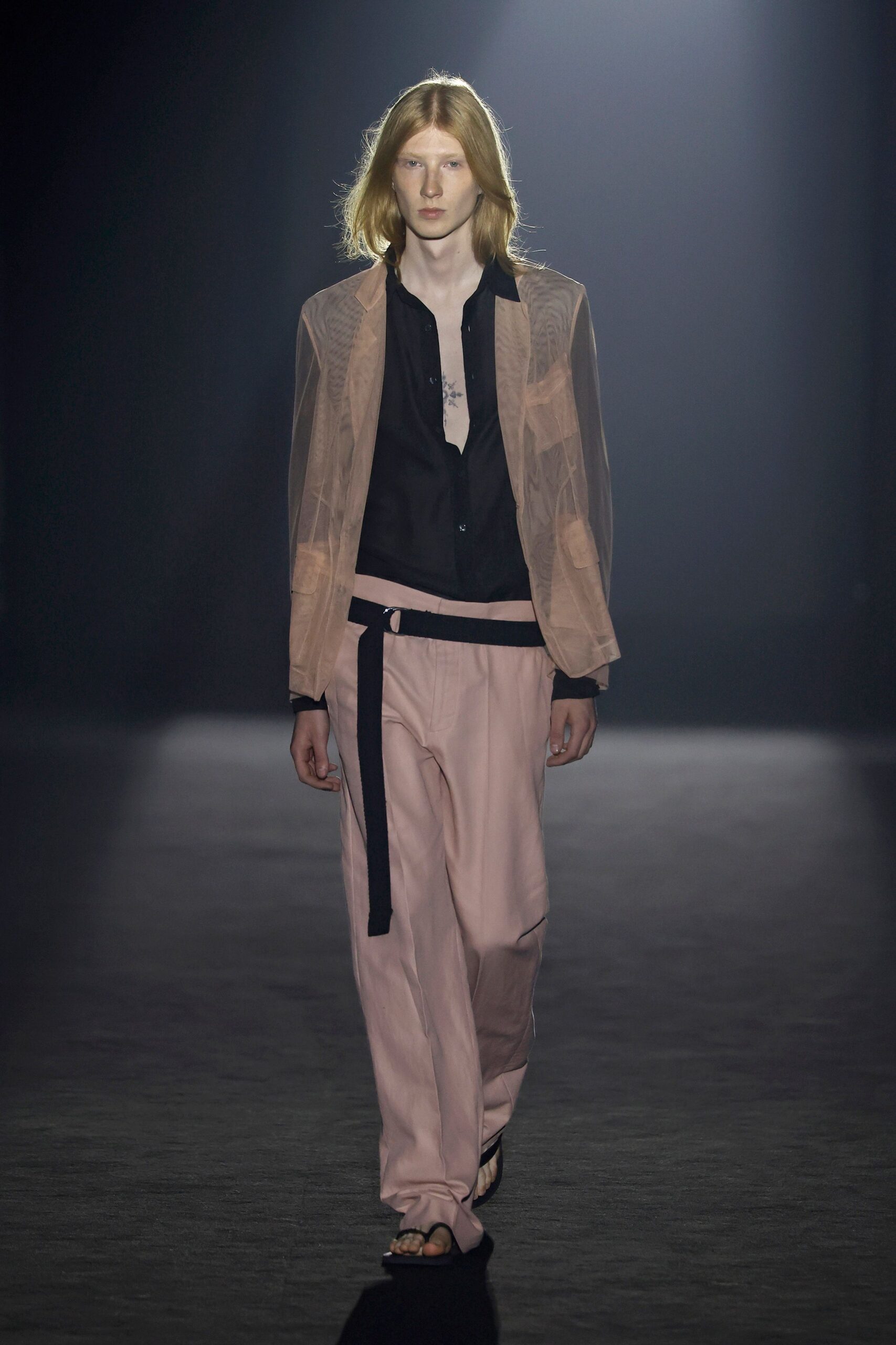 pink silk long-sleeve collared relaxed sheer jacket