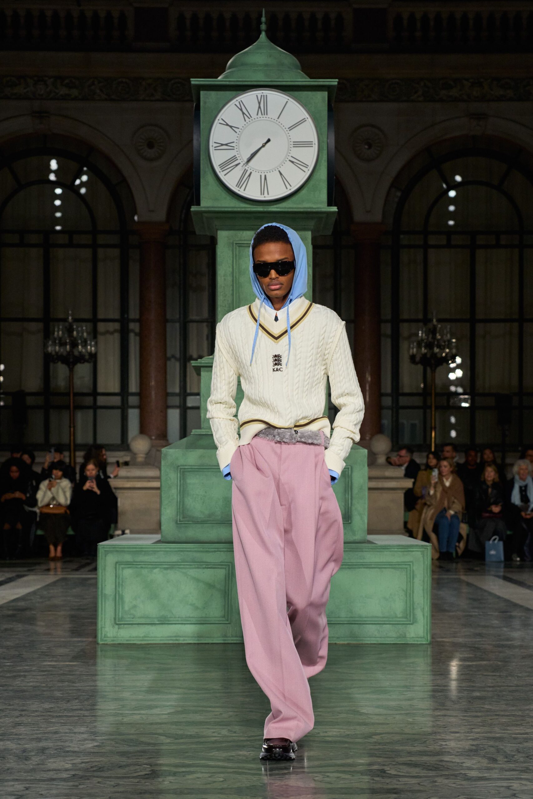white hooded sweater with pink pants