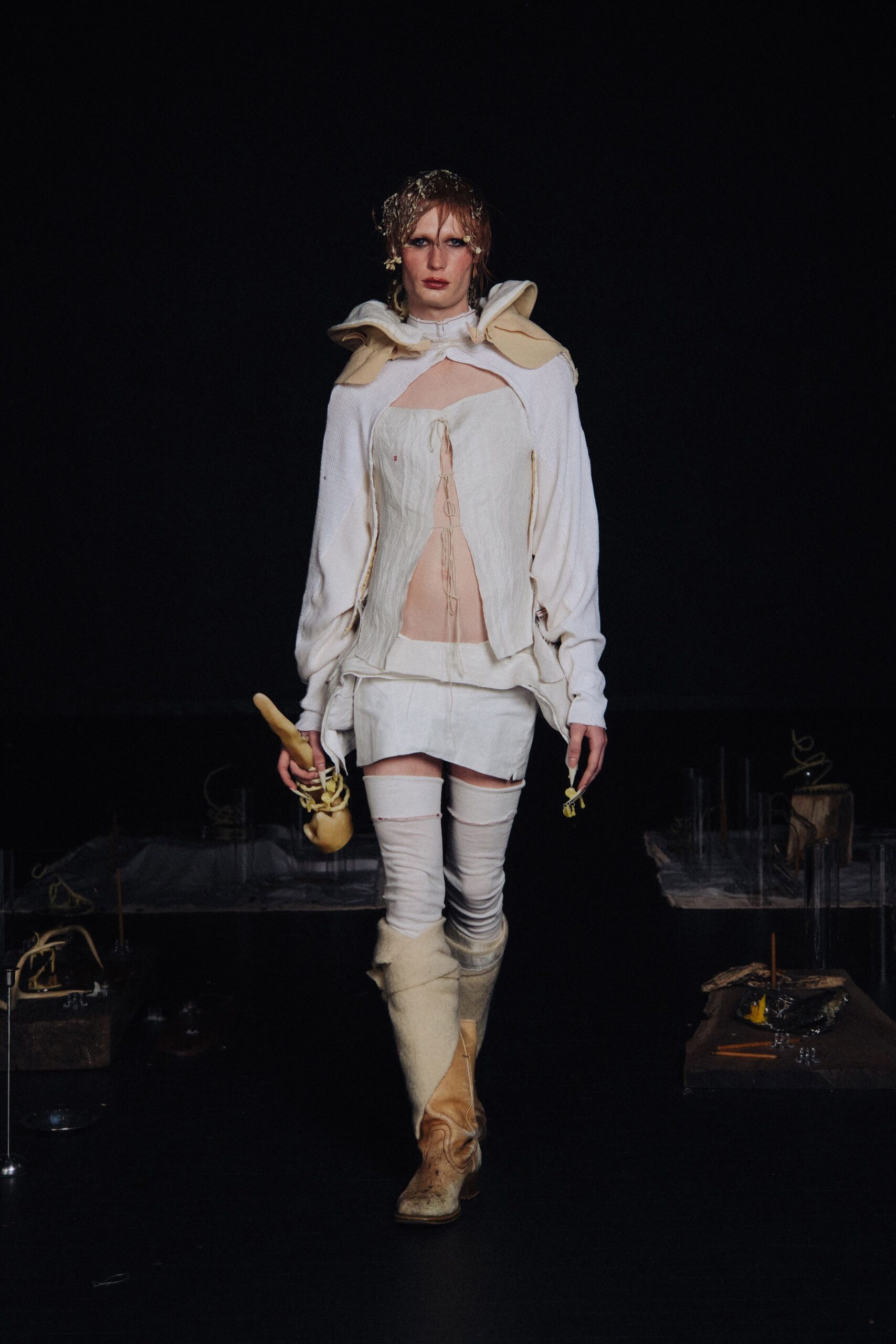 white hoodie and mini skirt