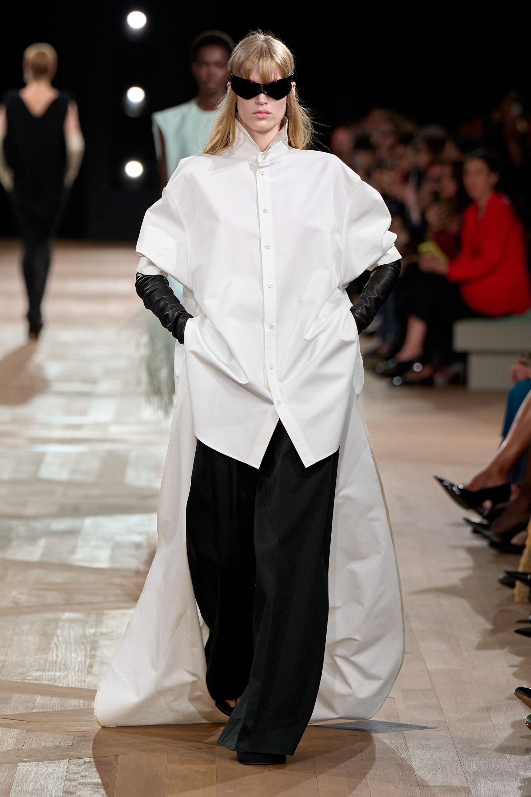 oversized white shirt with black pants