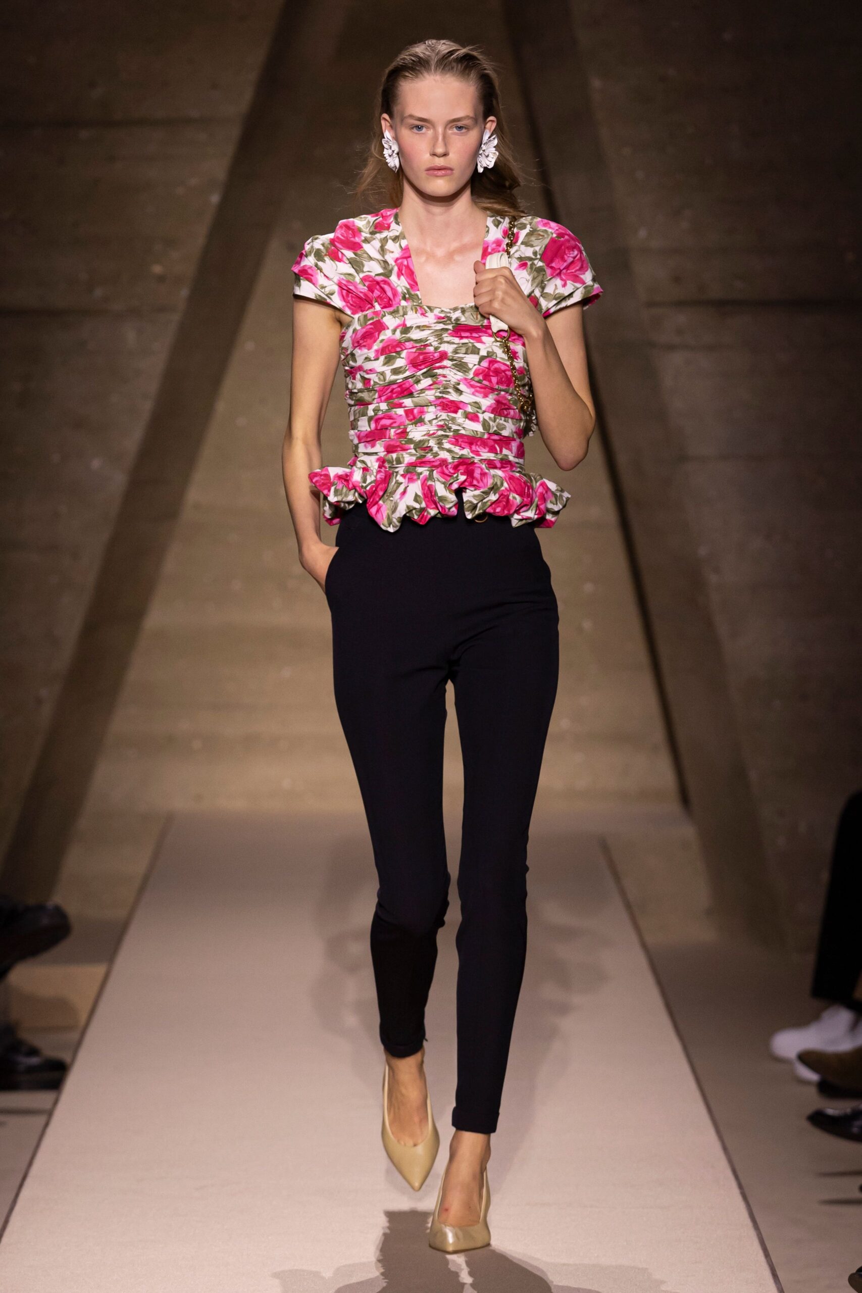 floral fitted top with black pants