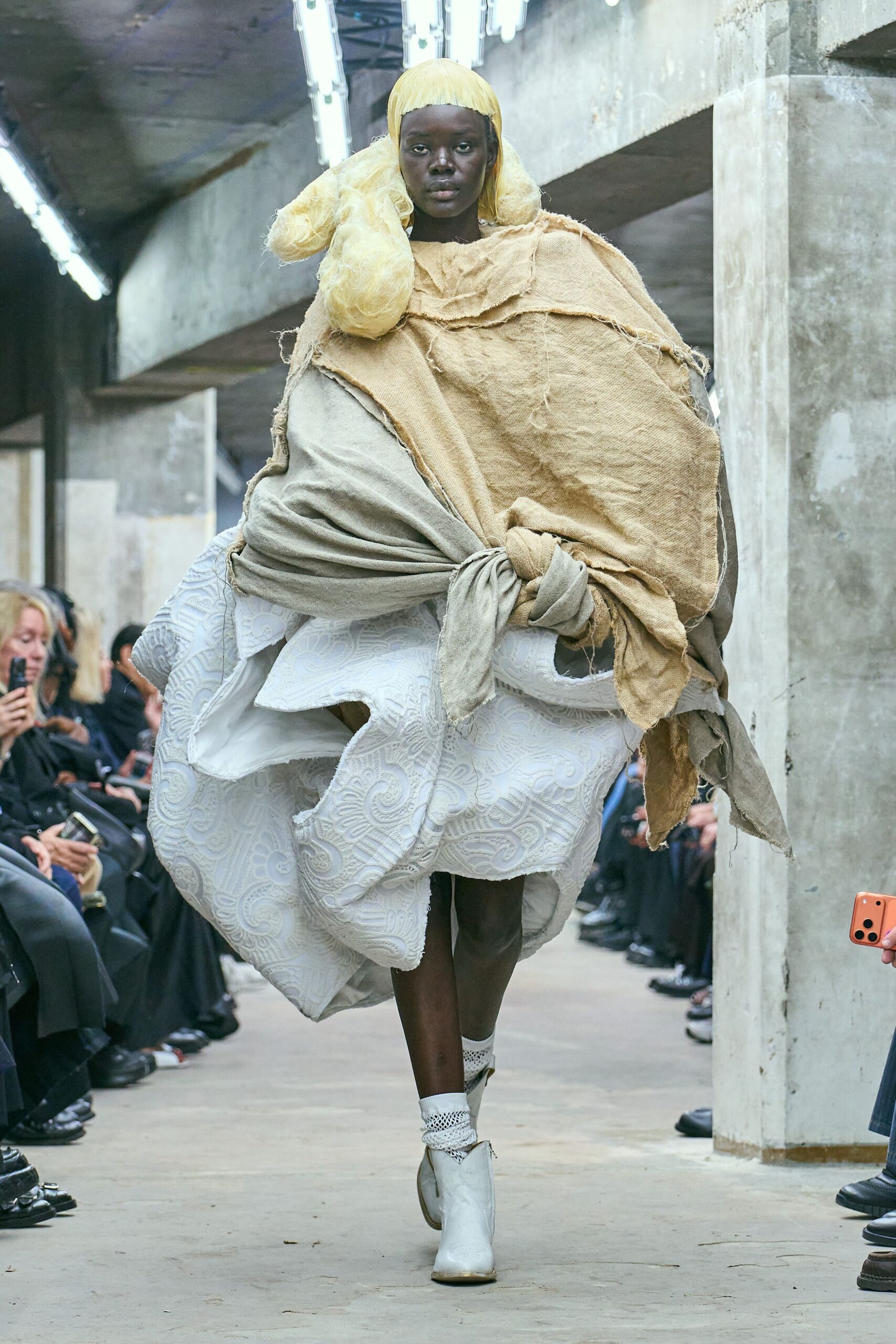 beige linen oversized draped cape