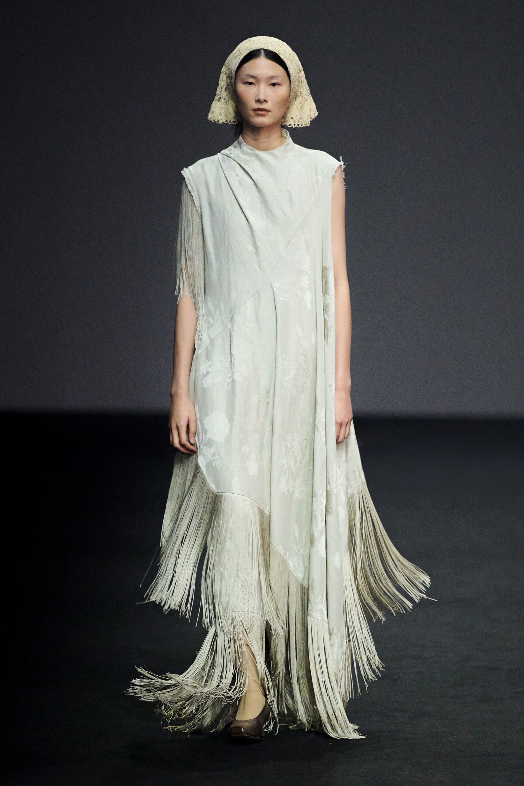 white relaxed maxi dress with fringes