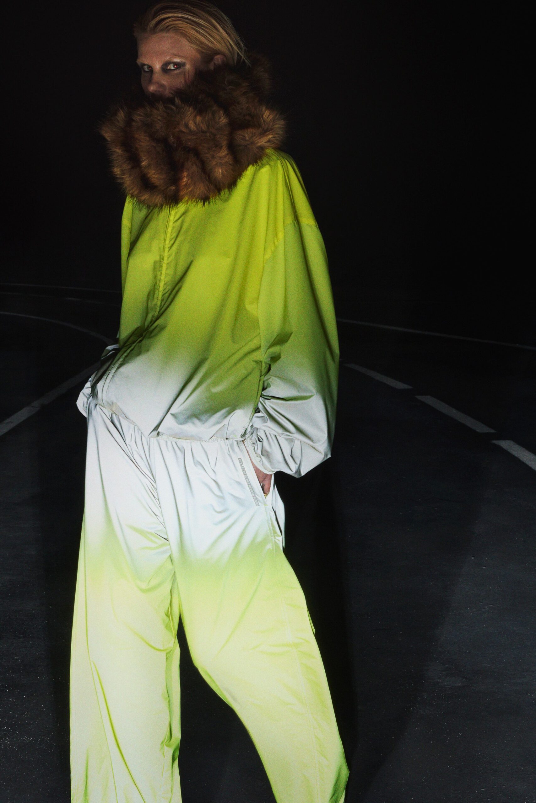white silk relaxed wide-leg shiny pants