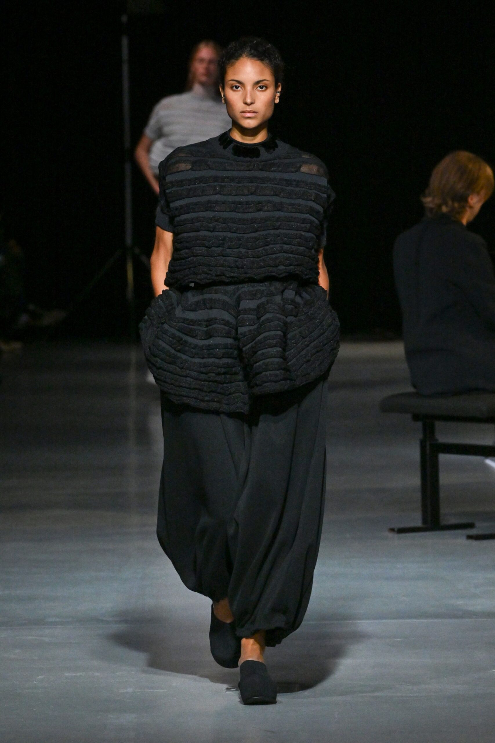 black relaxed top and pants